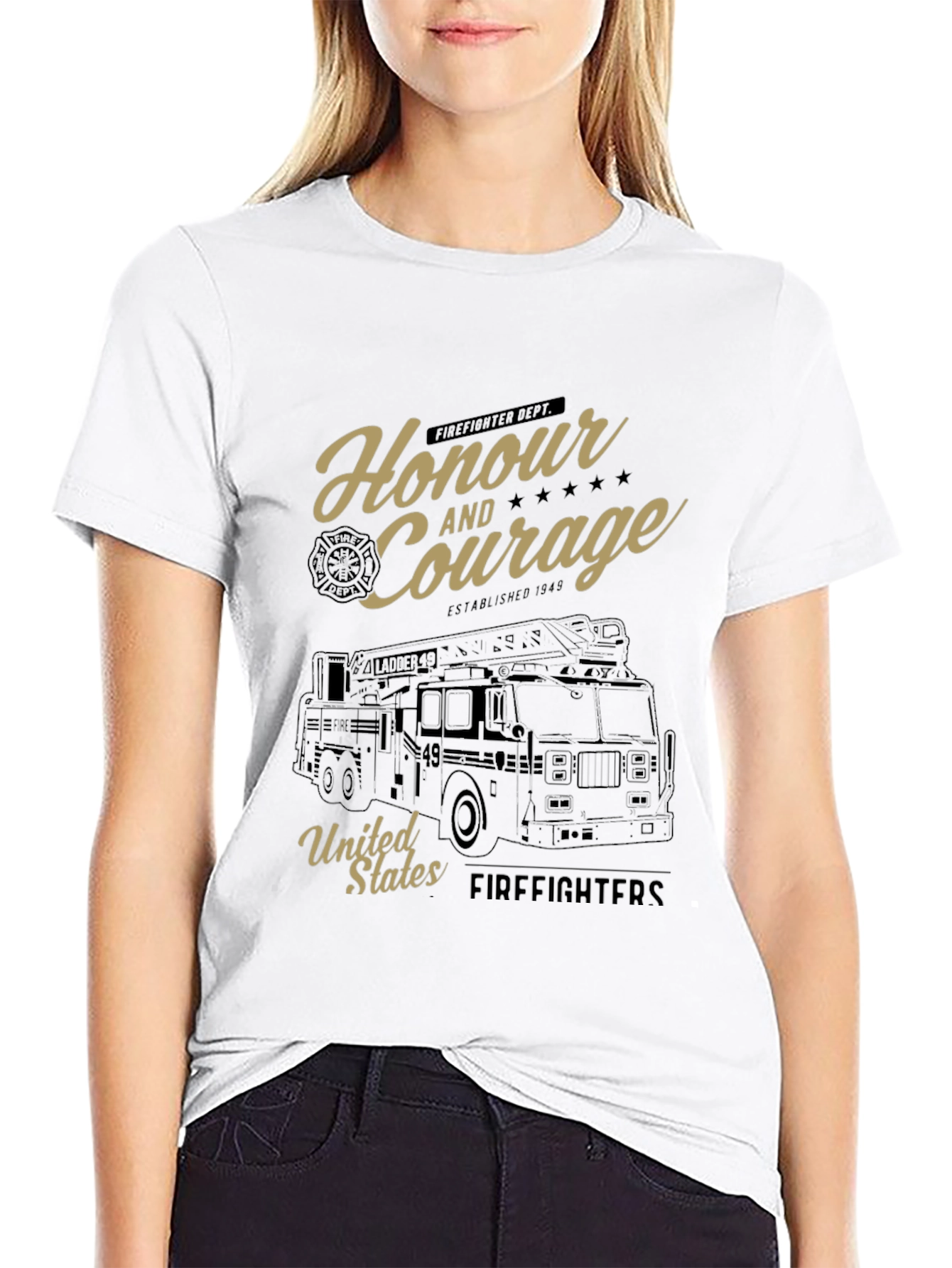 Black Honour and Courage Firefighter T-Shirt view 9