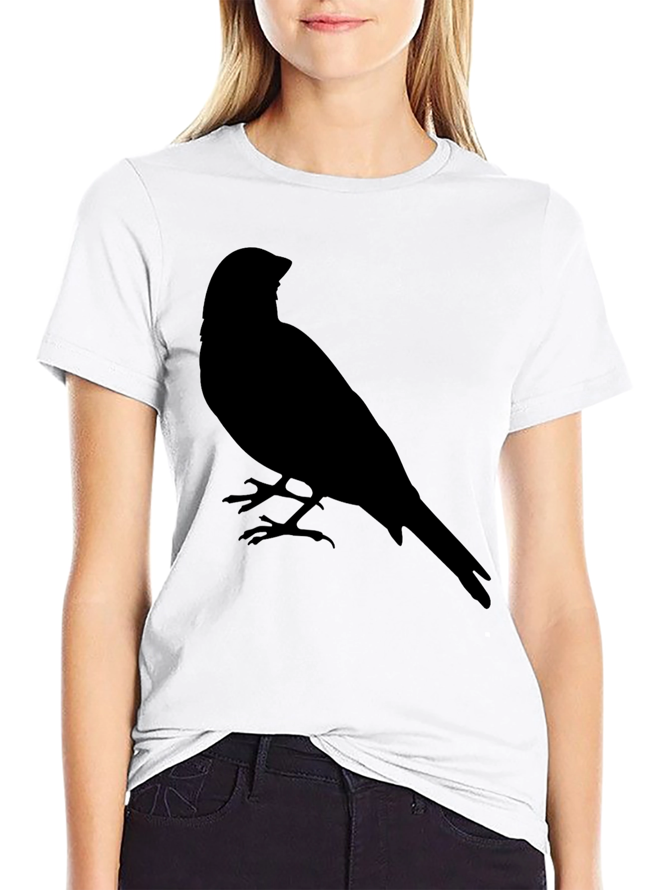 Black Men's Black T-Shirt with Bird Silhouette Graphic view 9