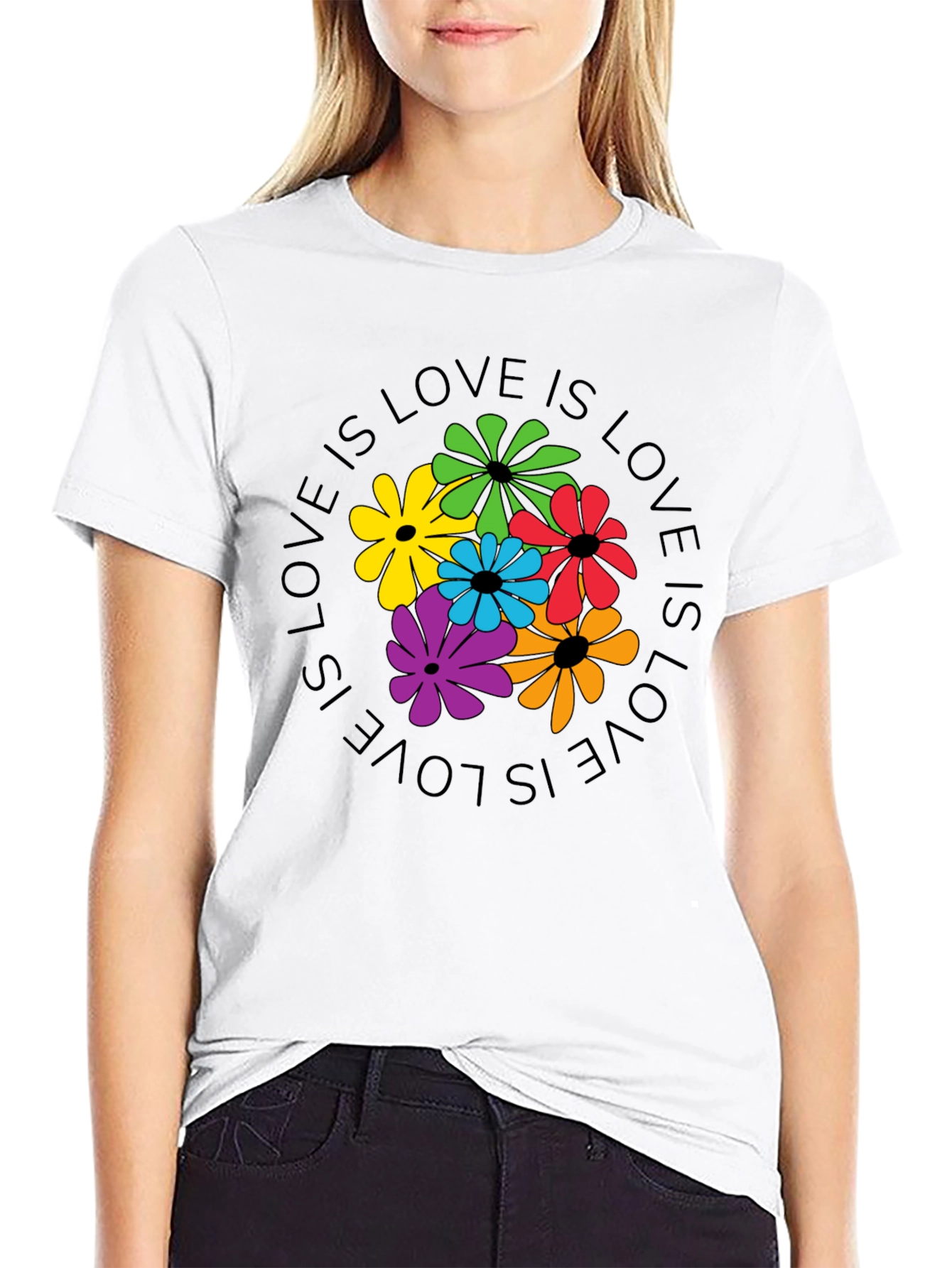 Black Love Is Love Floral Graphic Tee view 9