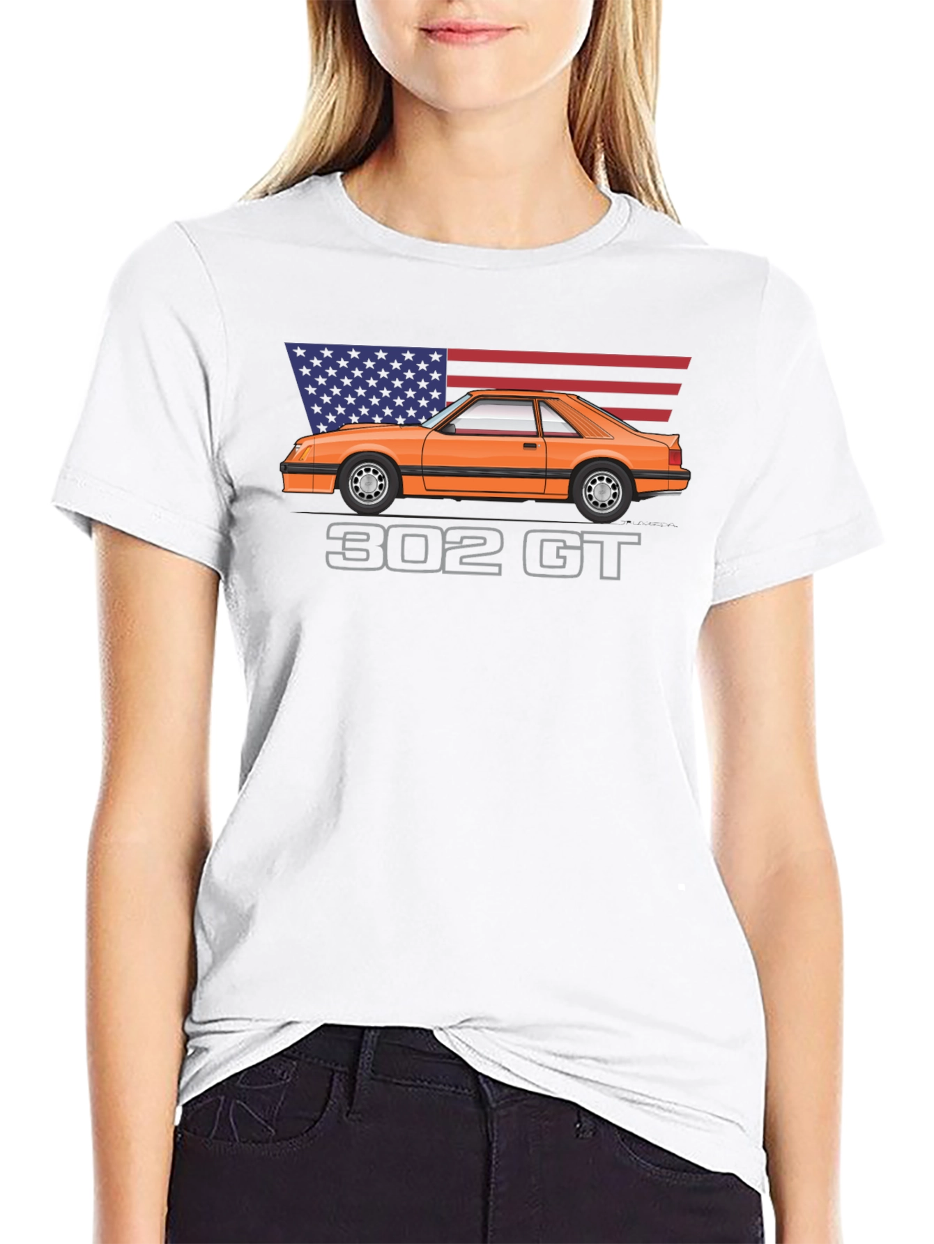 Black 302 GT American Flag Graphic Tee view 9