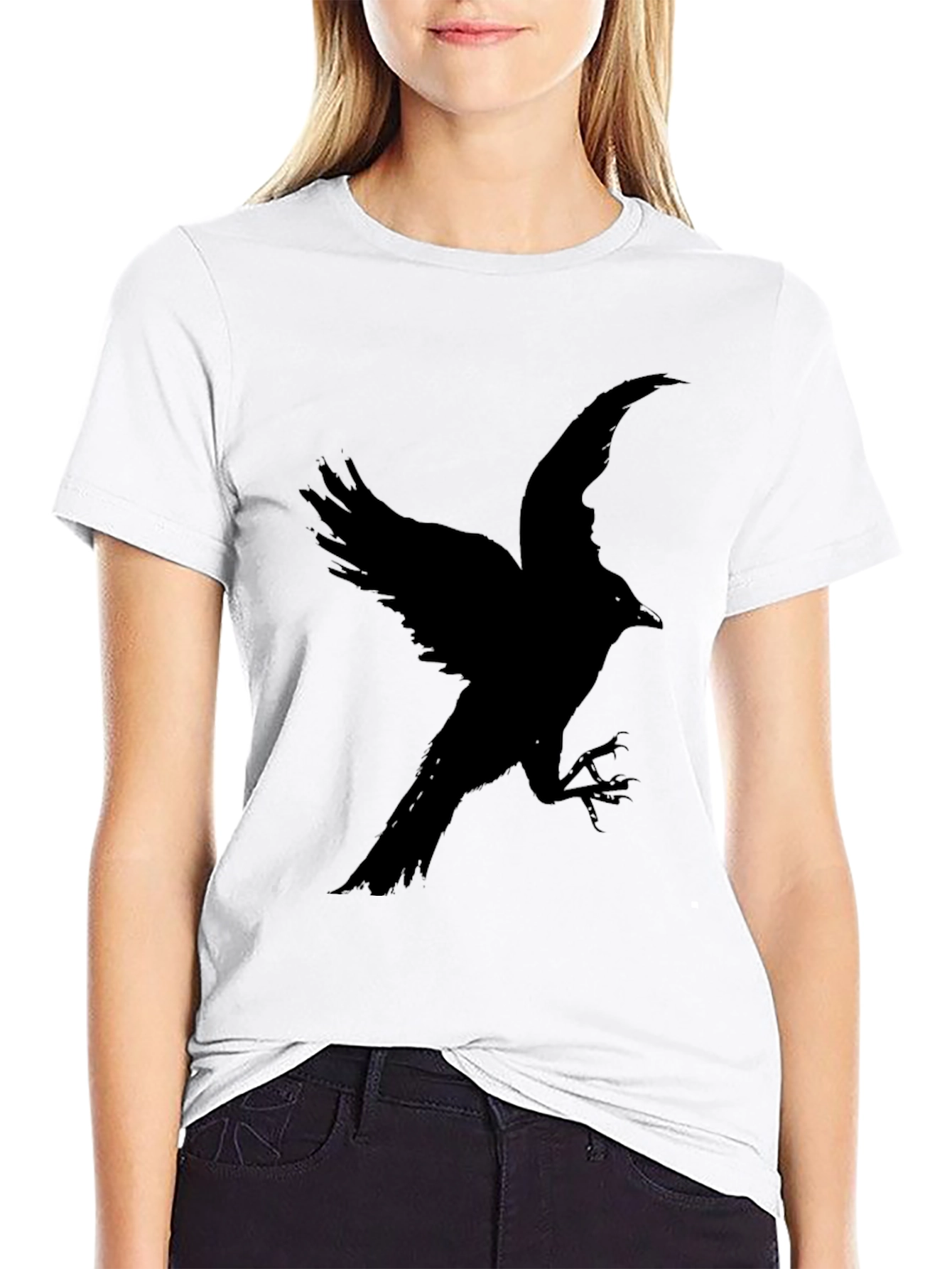 Black Raven Profile T-Shirt - Dark Bird Graphic Tee view 9