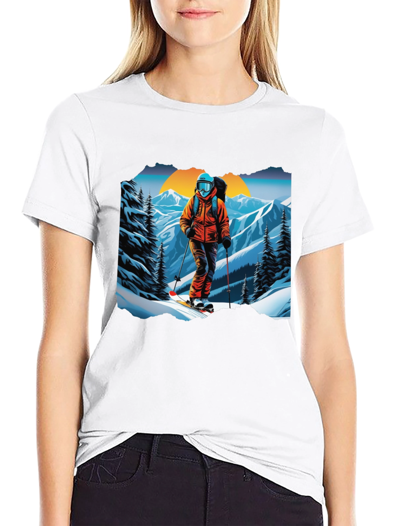 Black Ski Graphic Tee - Mountain Adventure Shirt view 9