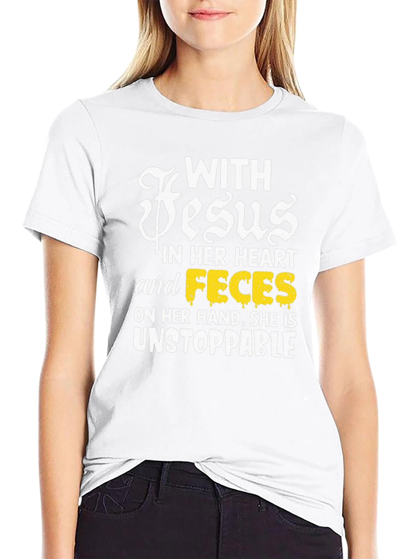 Black Funny Religious T-Shirt - With Jesus and Feces view 9