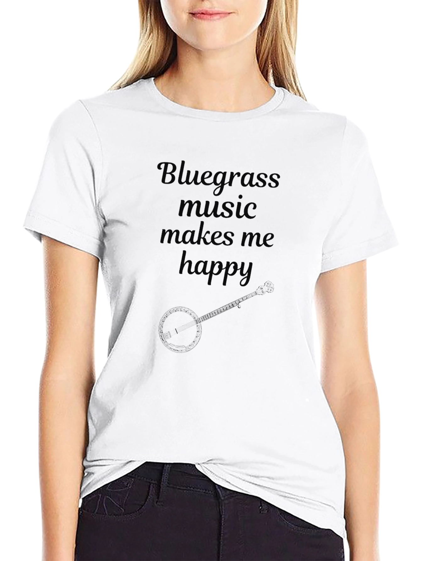 Black Bluegrass Music Makes Me Happy Black T-Shirt view 9