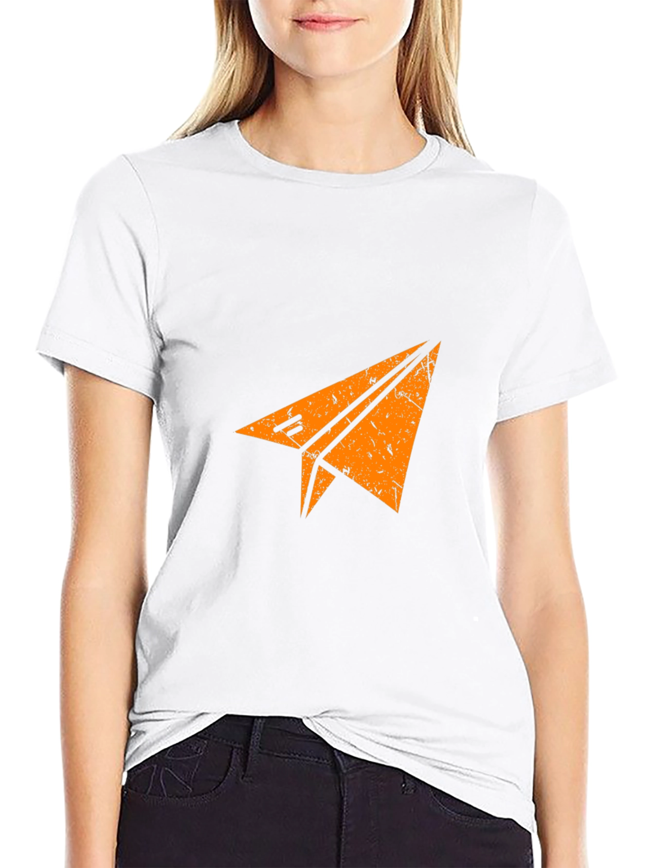 Black Men's Black T-shirt with Paper Airplane Graphic view 9