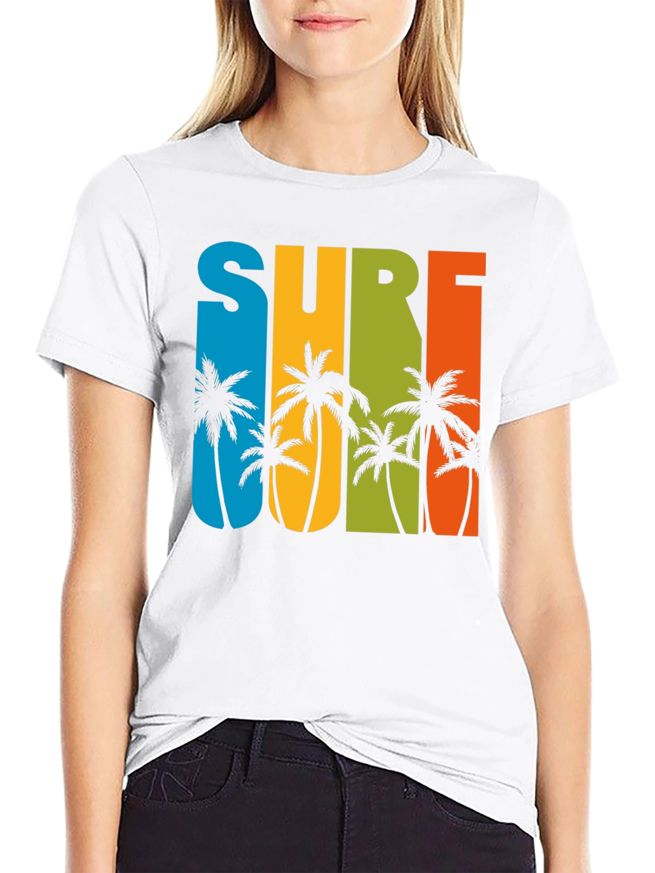 Black Surf Palm Tree Graphic T-Shirt - Retro Summer Style view 9