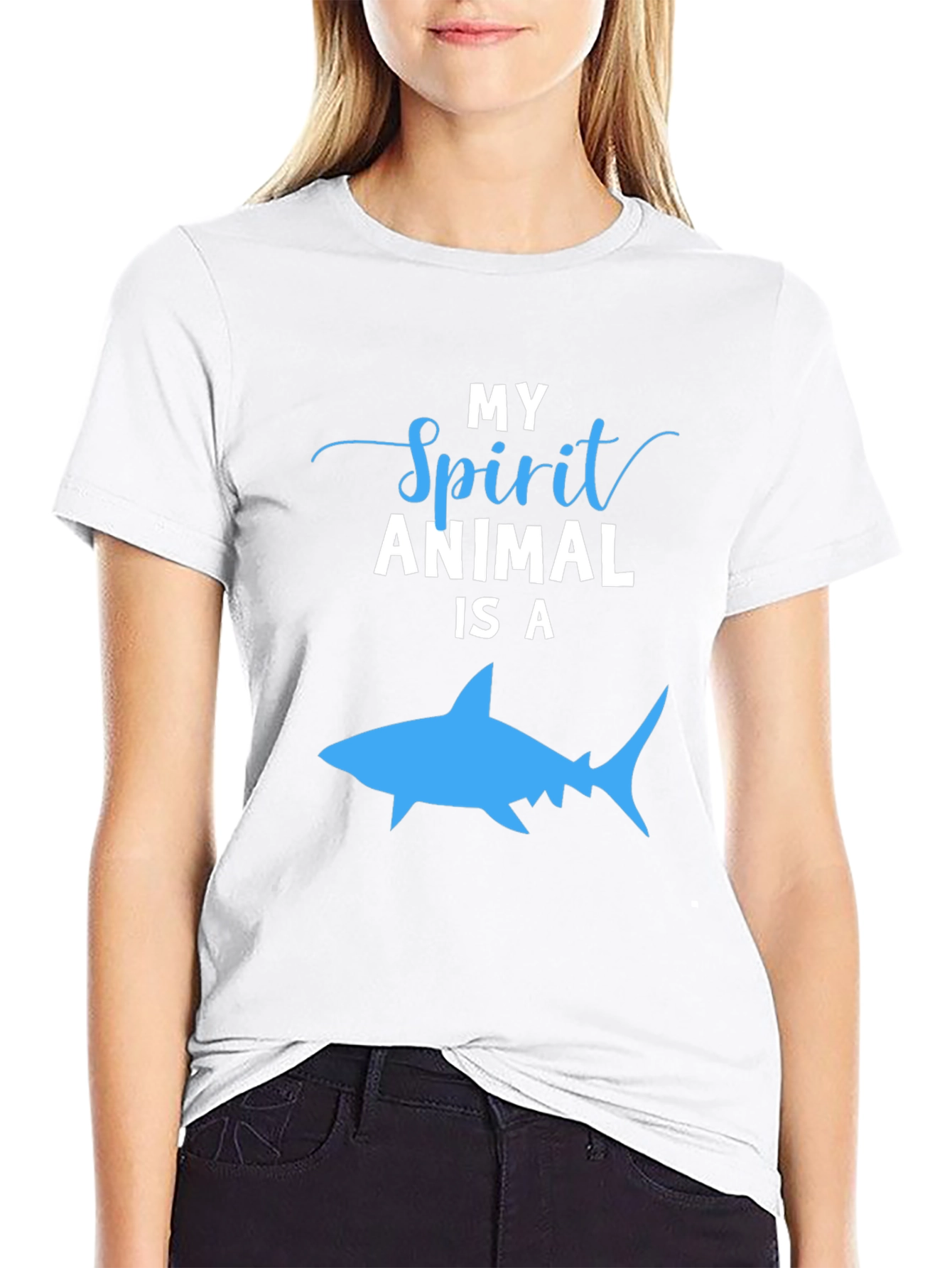Black My Spirit Animal is a Shark T-Shirt, Black view 9