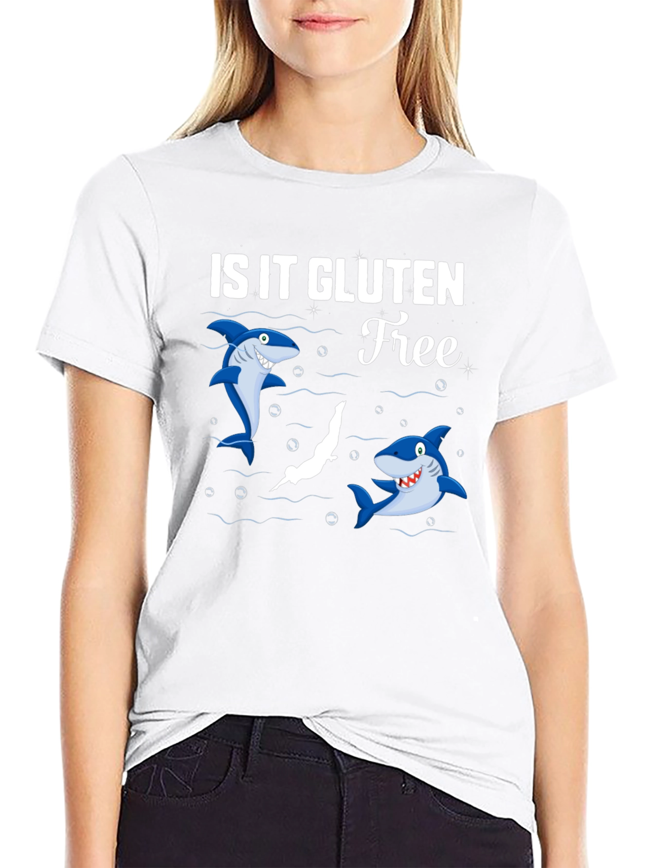 Black Is It Gluten Free T-Shirt Funny Shark Diver Tee view 9