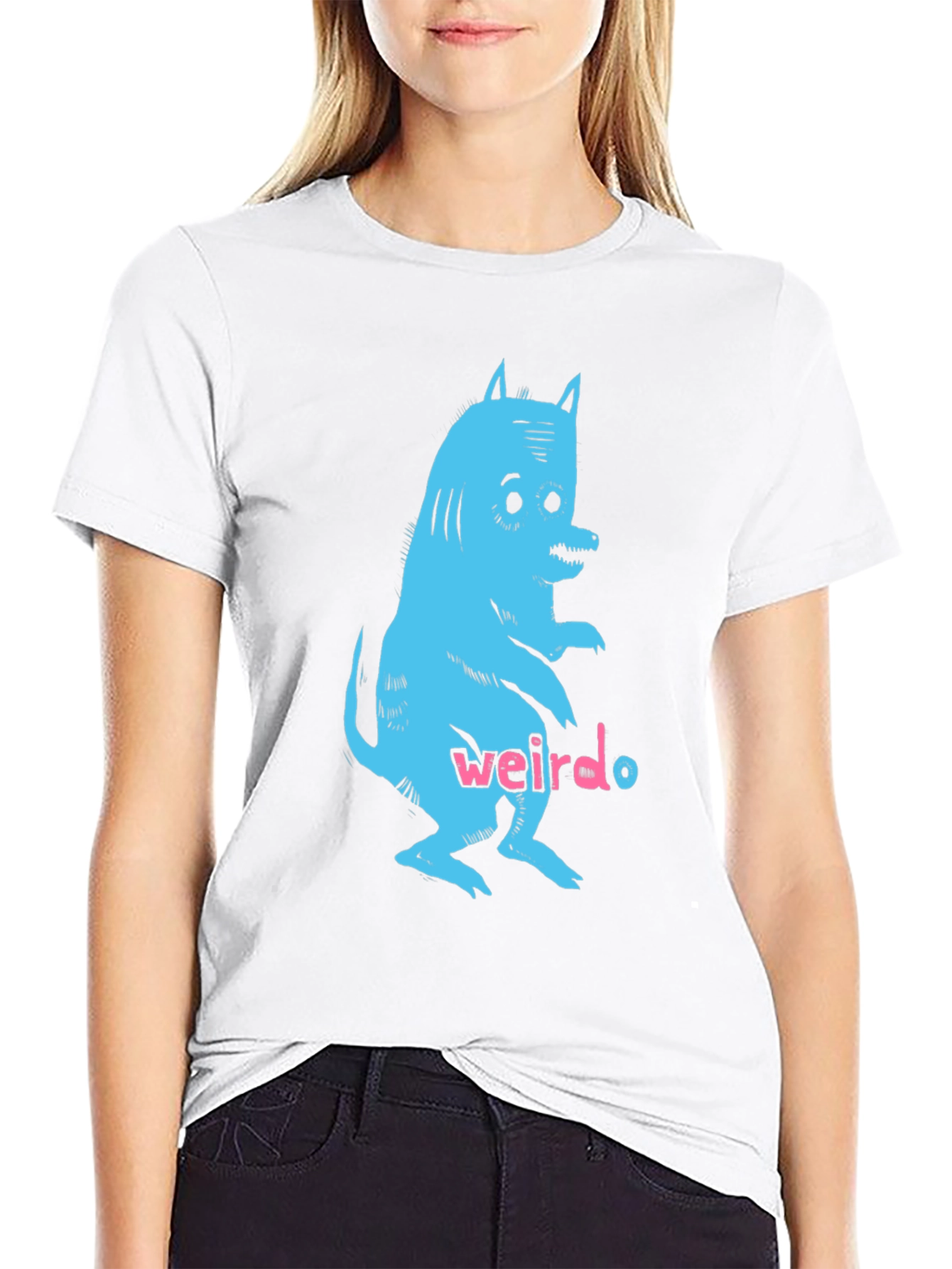 Black Weirdo Monster Graphic Black T-Shirt view 9