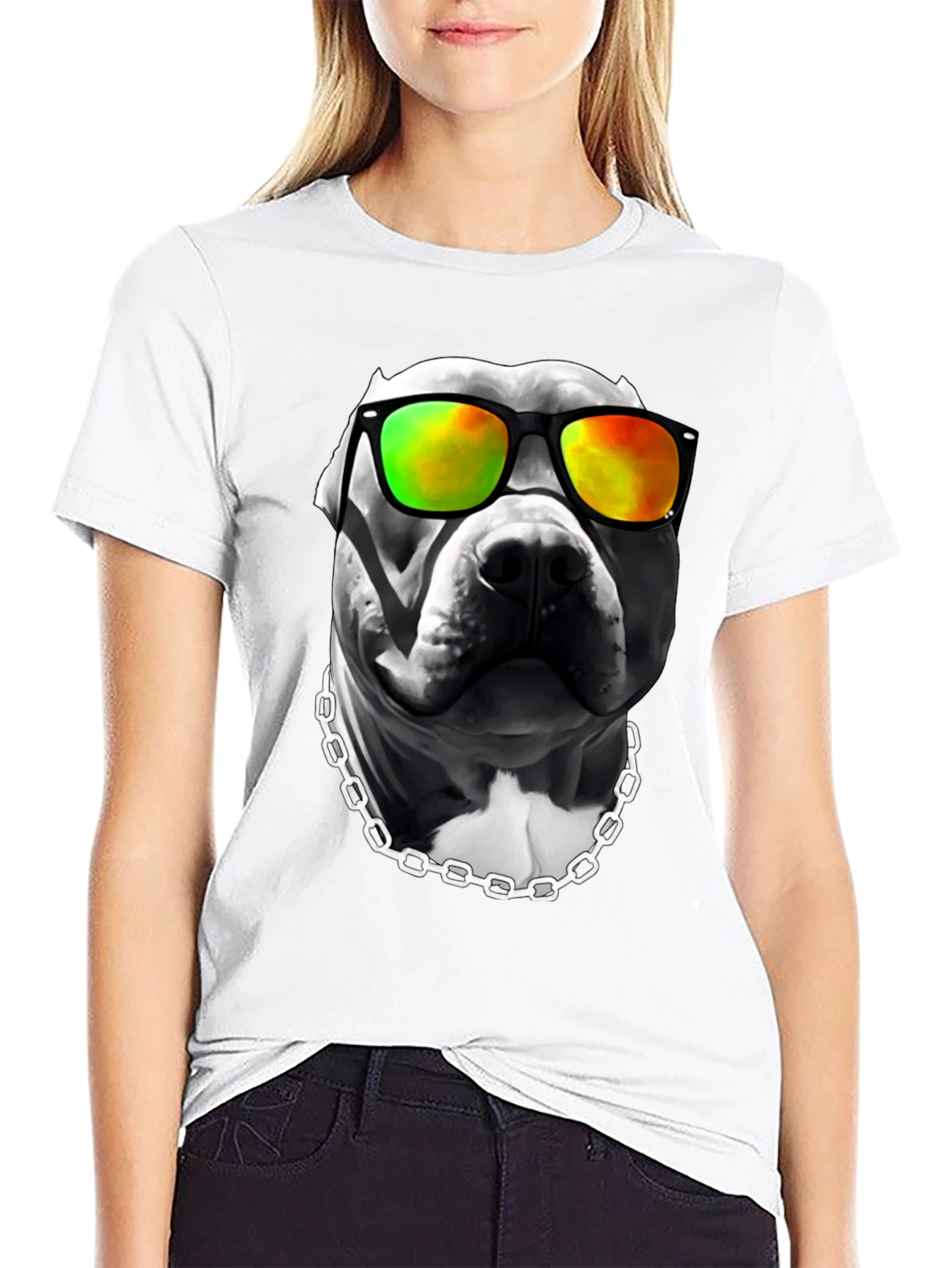 Cool Pitbull T-Shirt - Dog with Sunglasses - 9