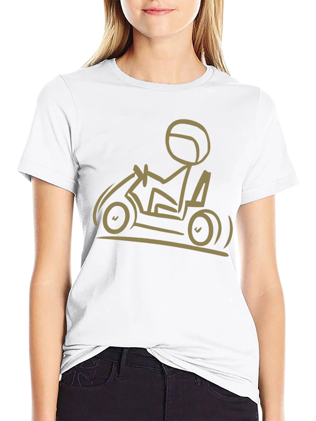 Black Go-Karting T-Shirt: Stick Figure Racer Tee view 9