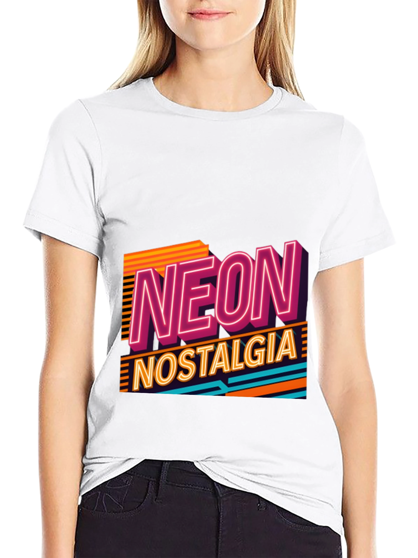 Black Retro Neon Nostalgia Graphic Tee view 9