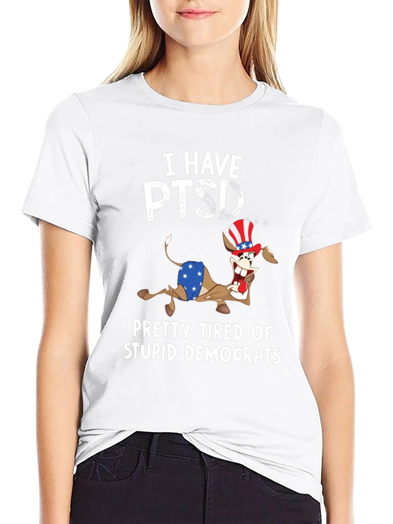 Black I Have PTSD Funny Political Slogan T-Shirt view 9