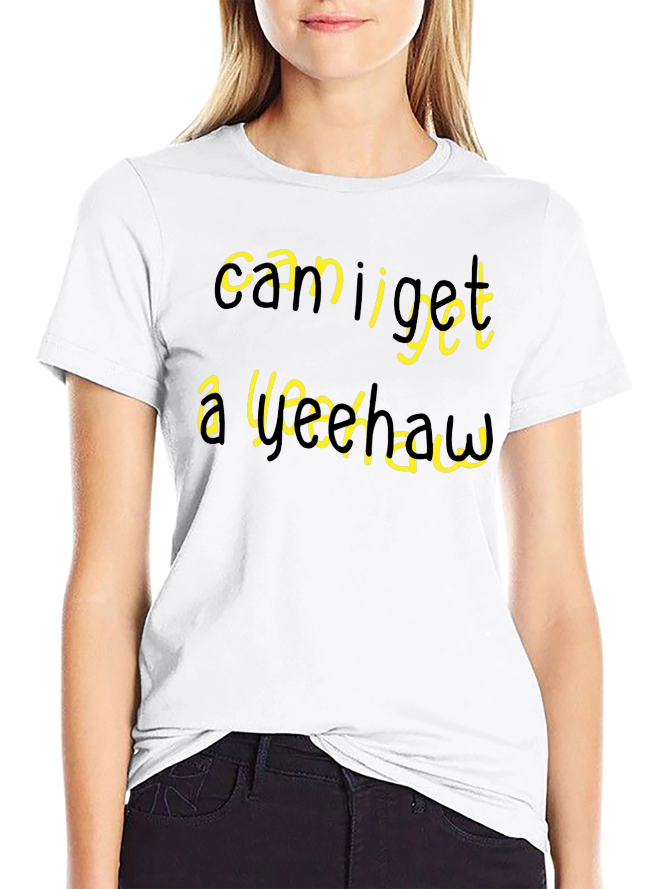 Black Can I Get A Yeehaw T-Shirt - Funny Graphic Tee view 9