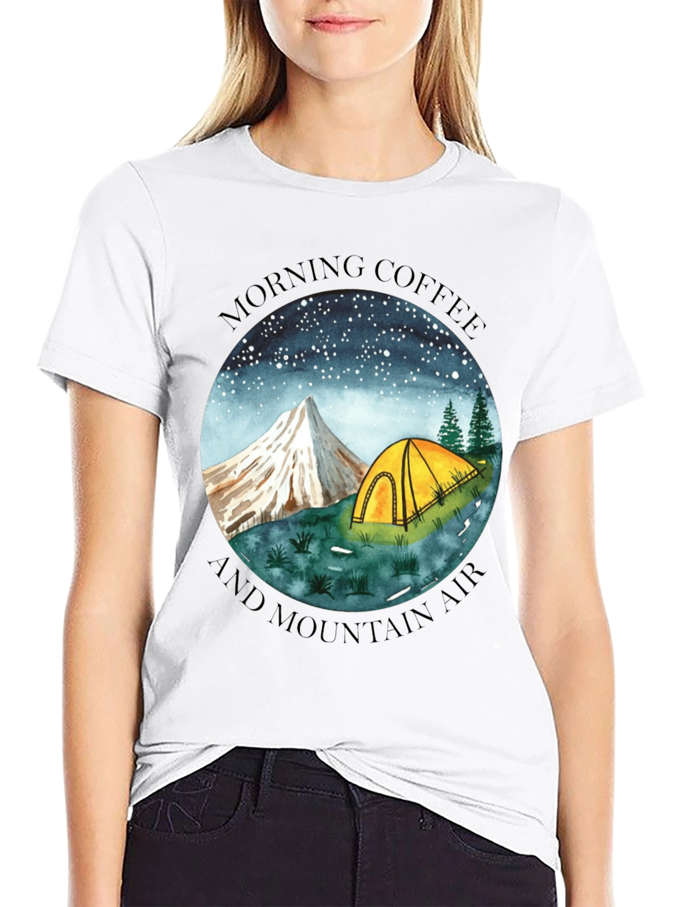 Black Morning Coffee & Mountain Air Graphic Tee view 9