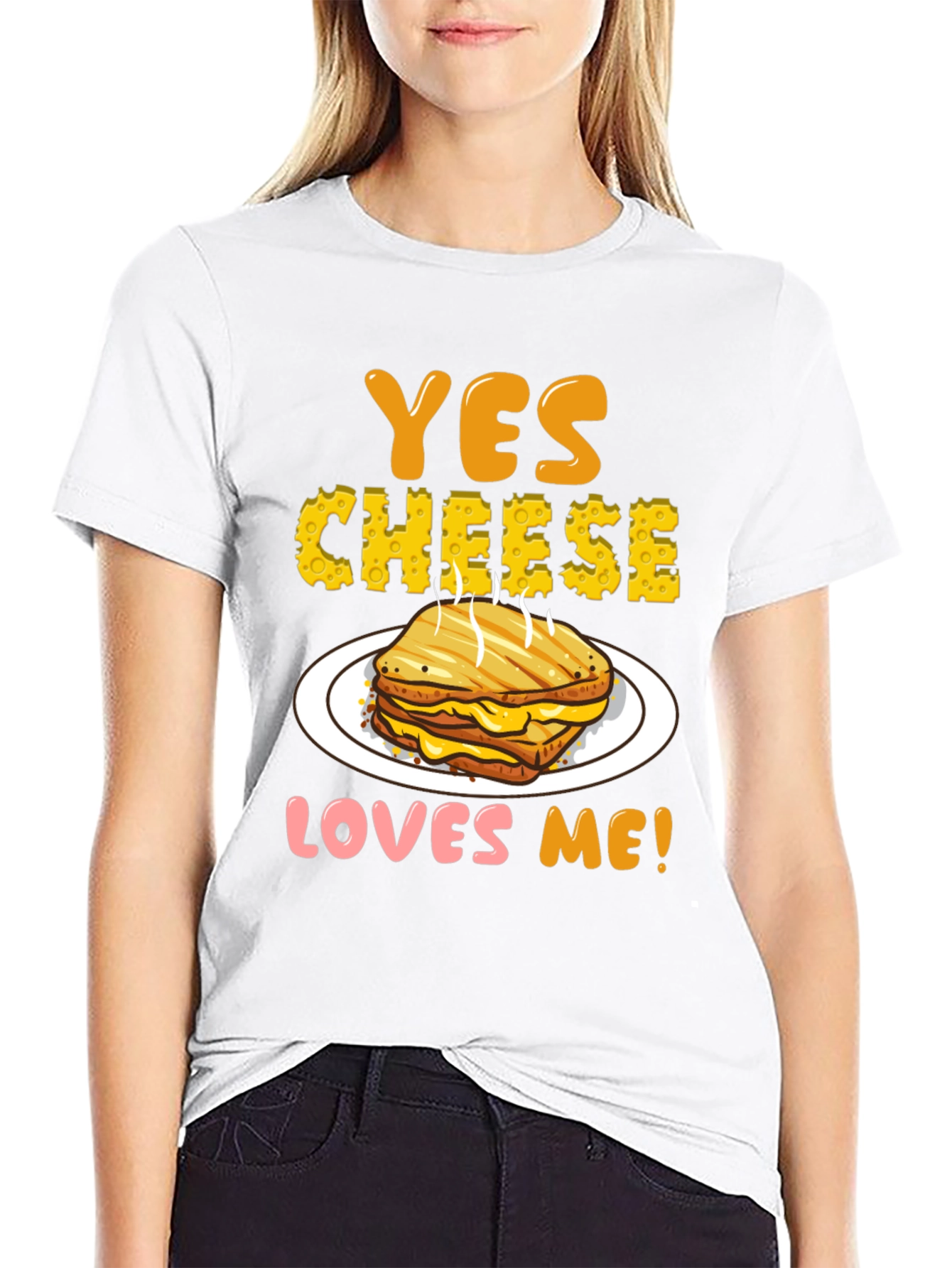 Yes Cheese Loves Me T-Shirt, Grilled Cheese Graphic Tee - 9