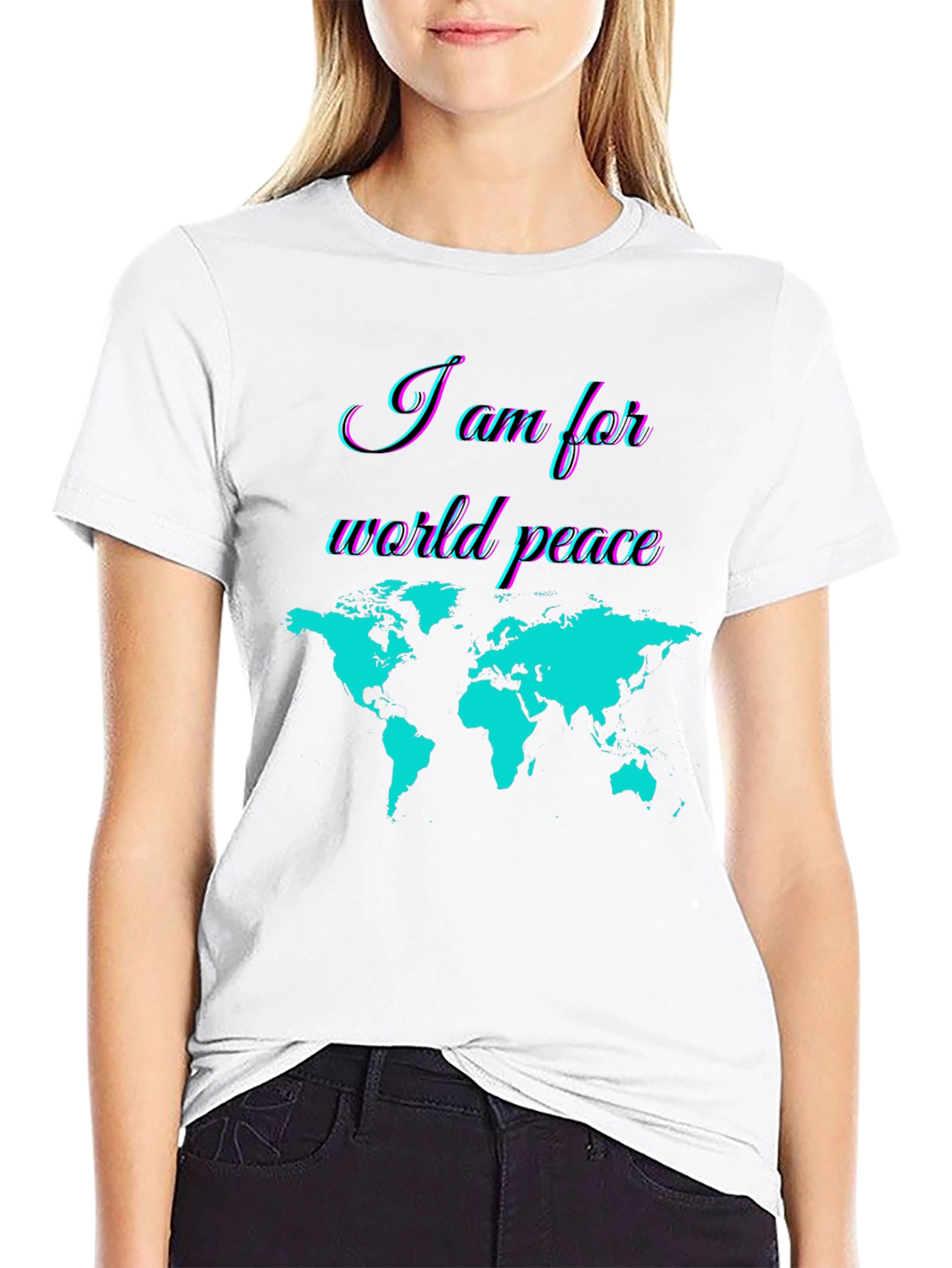 Black World Peace Graphic T-Shirt - Stylish Global Unity Design view 9