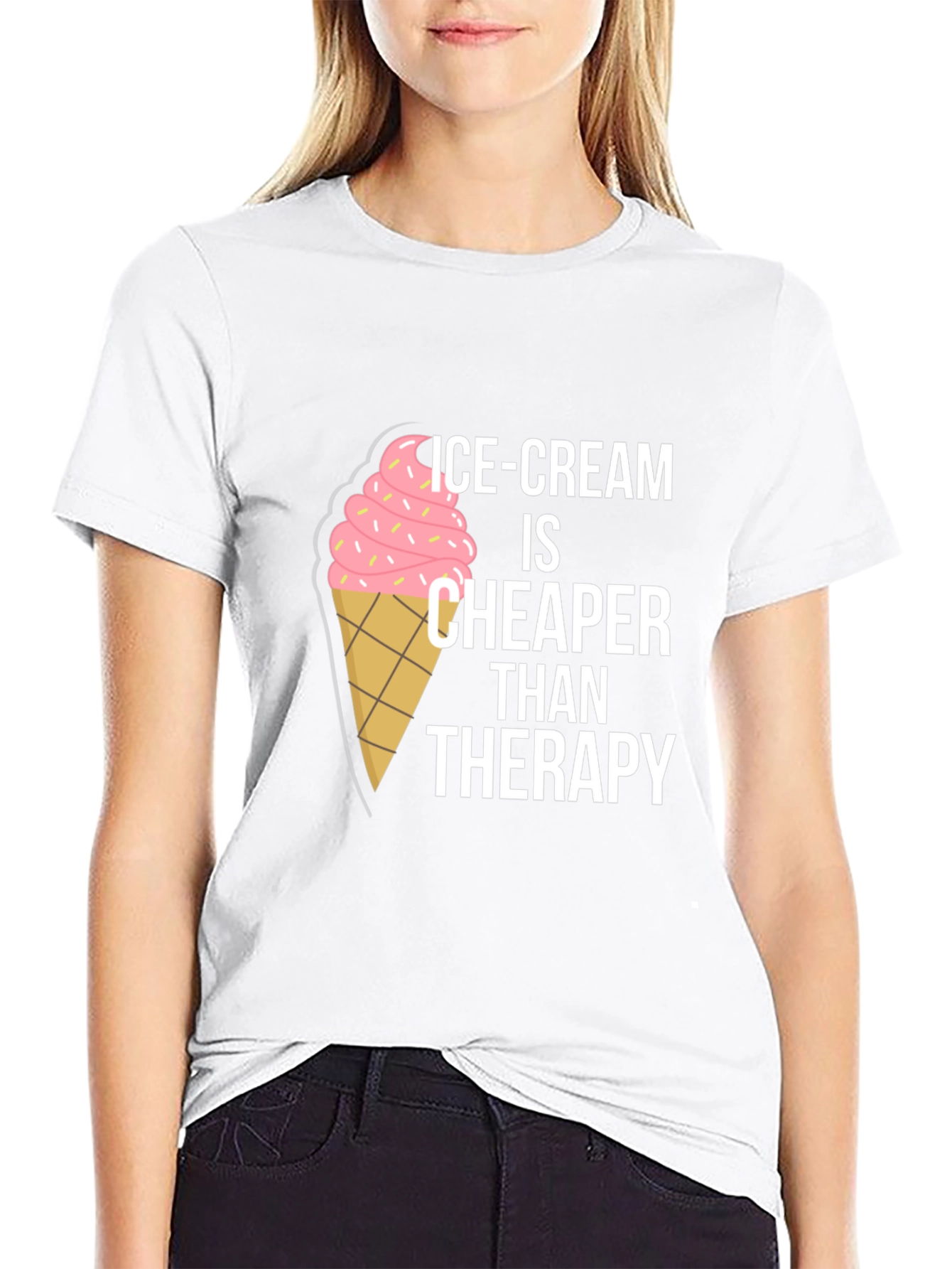 Black Ice Cream Cheaper Than Therapy Graphic Tee view 9