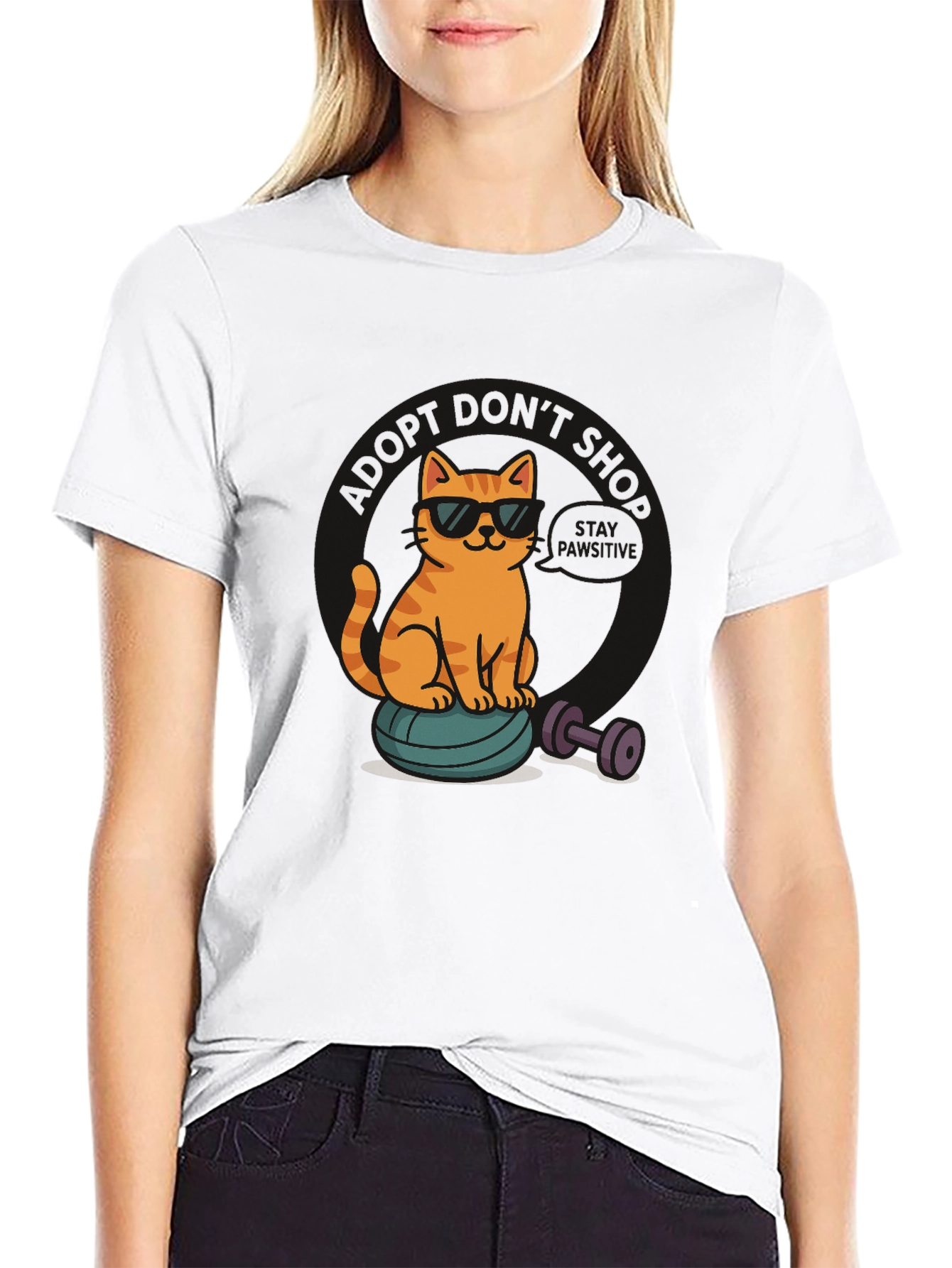 Black Cool Cat Gym T-Shirt - Funny Workout Tee view 9