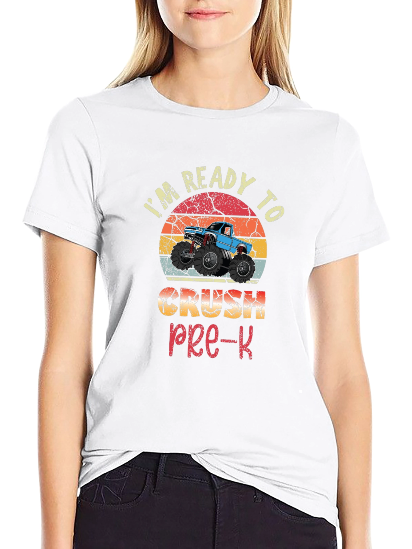 Black Ready To Crush Pre-K Monster Truck T-Shirt view 9