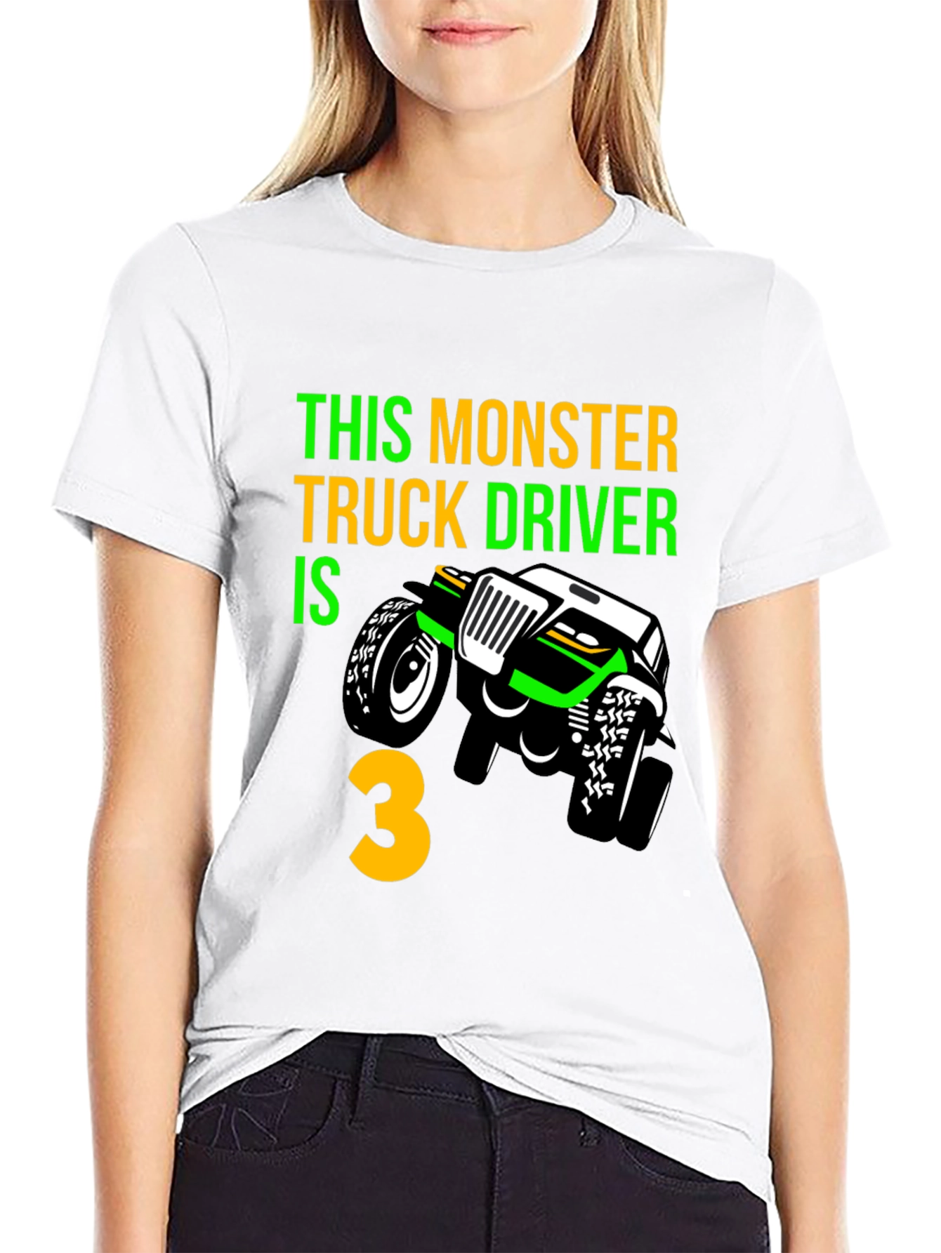 Black Monster Truck 3rd Birthday T-Shirt view 9