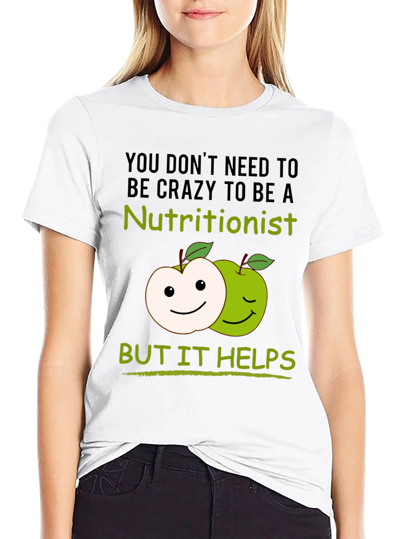 Black Nutritionist Humor T-Shirt - Crazy Helps! view 9