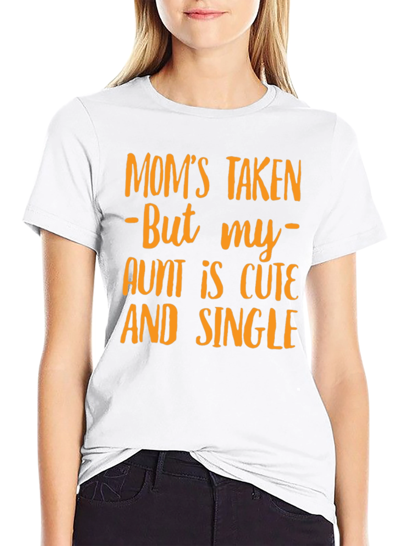 Black Funny "Mom's Taken Aunt Single" Graphic T-Shirt view 9