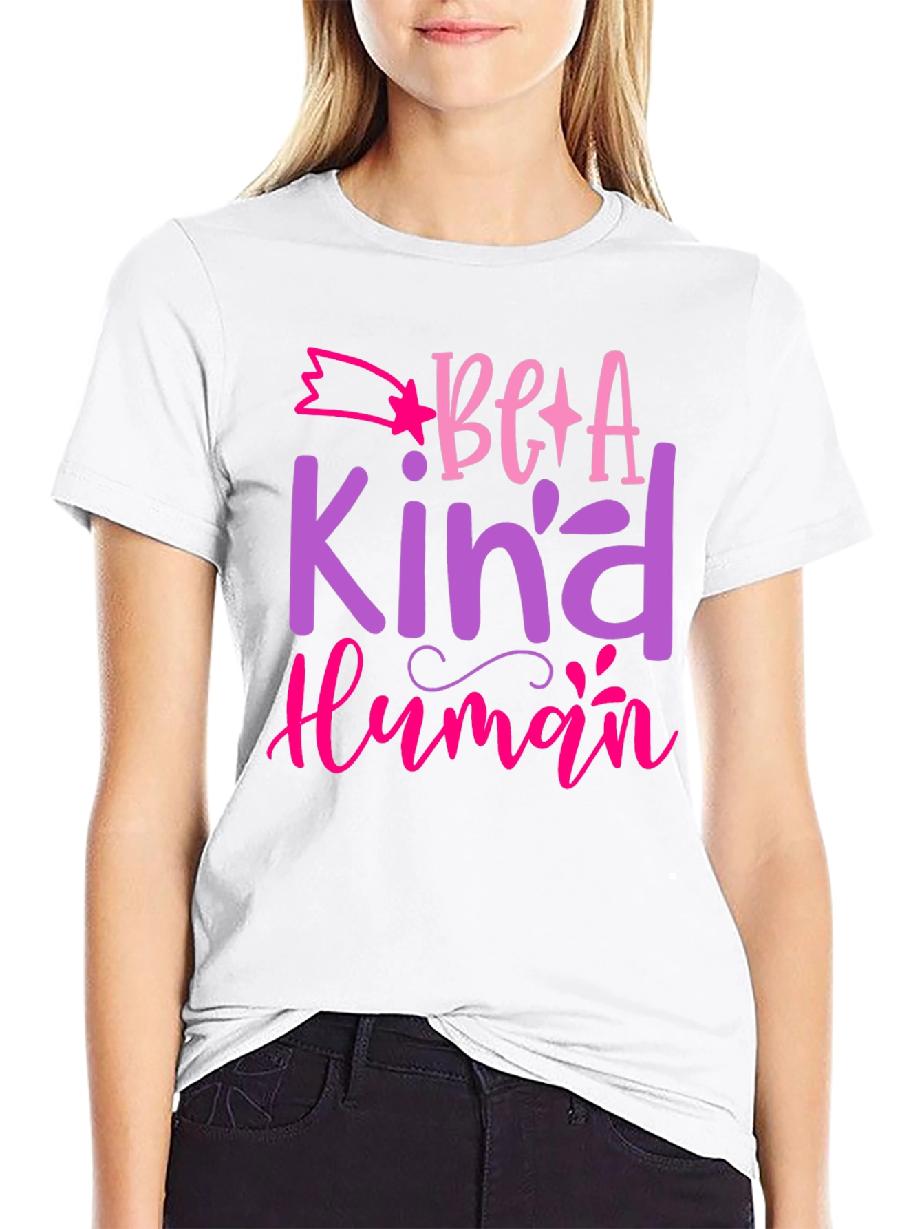 Black Be A Kind Human Graphic T-Shirt - Positive Message Tee view 9