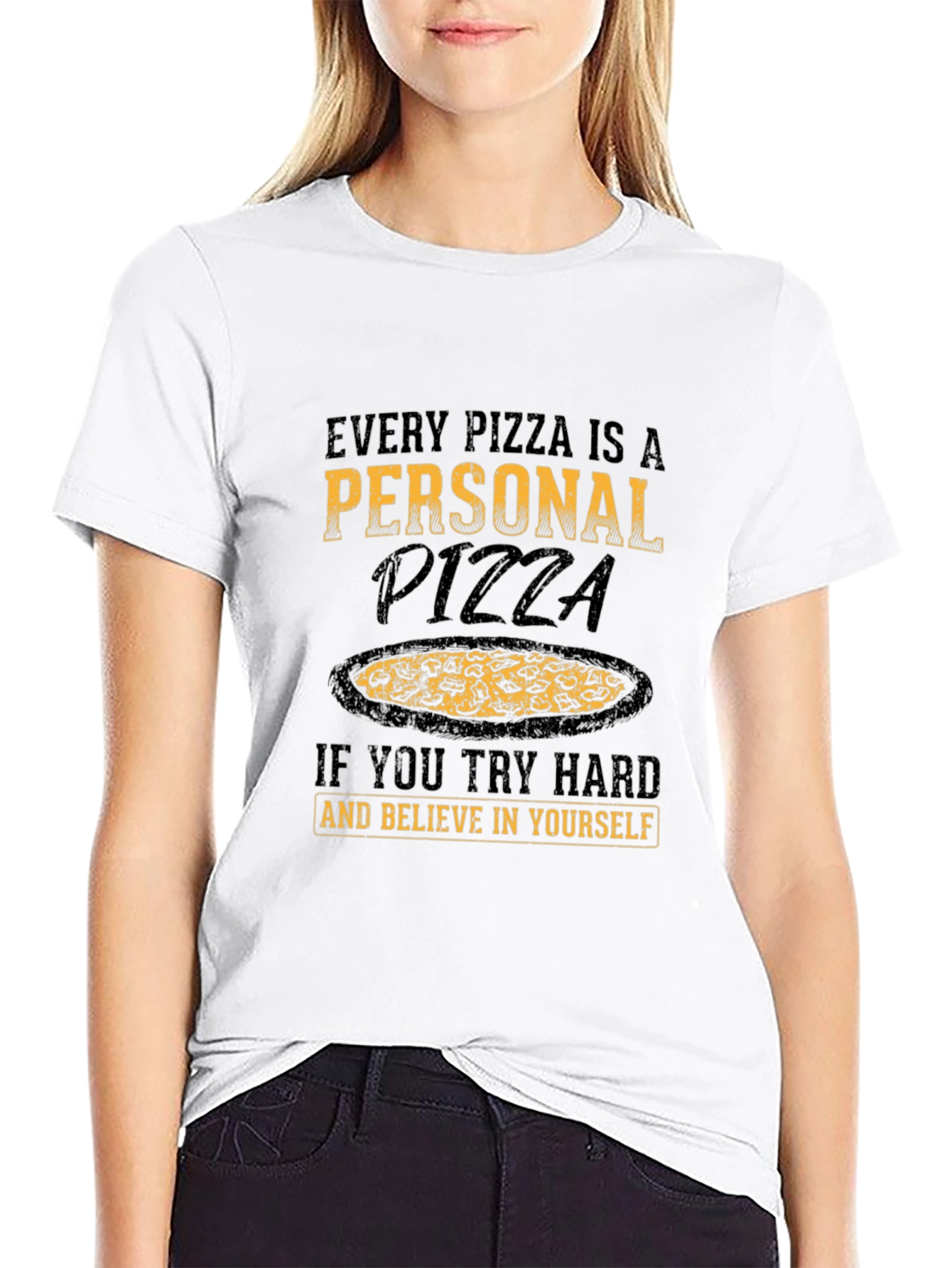 Black Personal Pizza T-Shirt - Funny Foodie Tee view 9