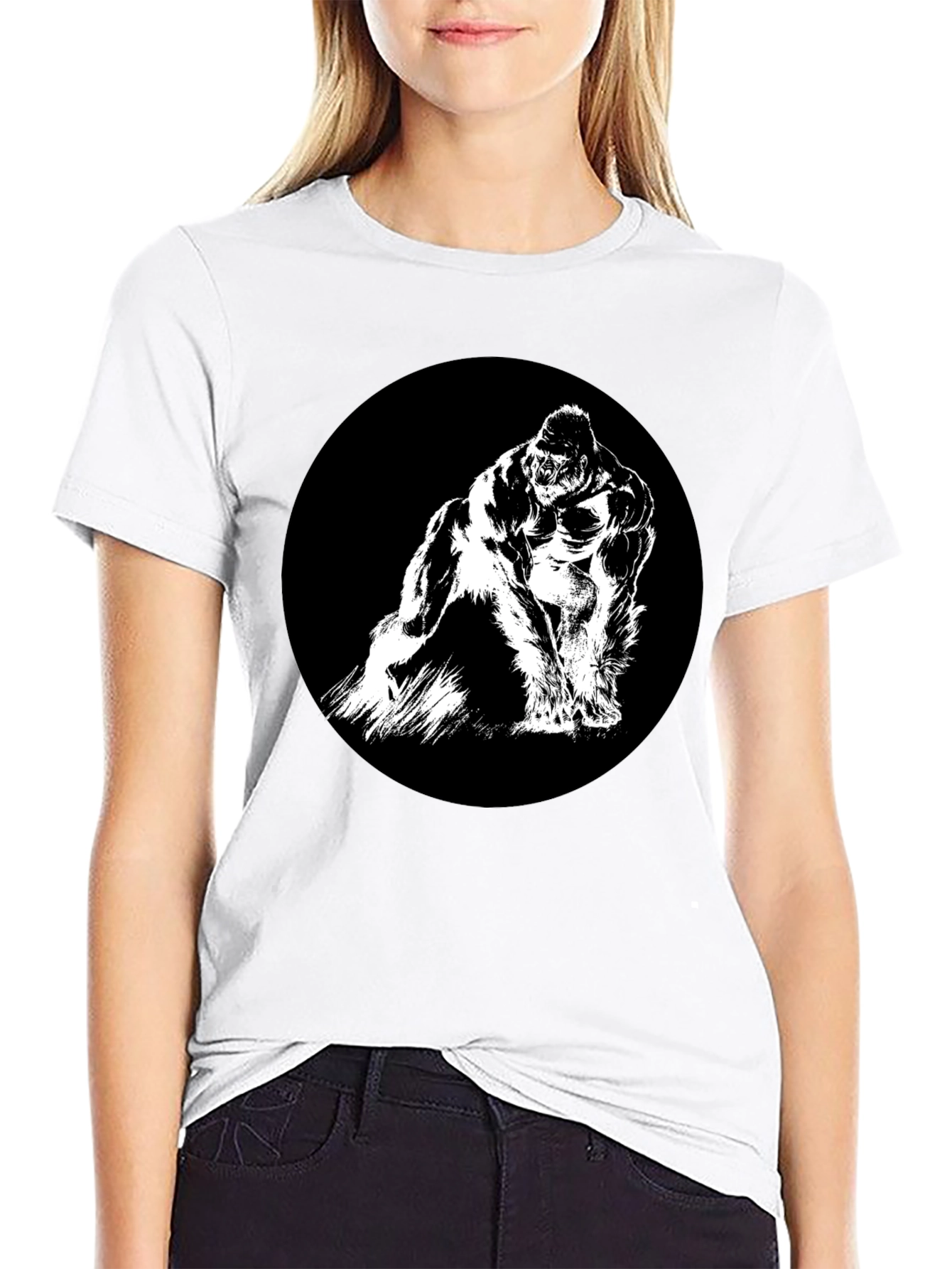 Black Gorilla Graphic Tee - Black Crew Neck T-Shirt view 9