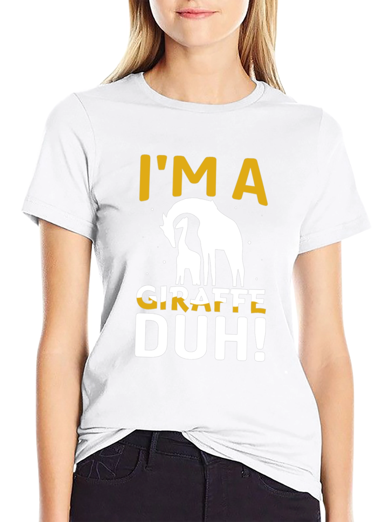 Black I'm a Giraffe Duh! Novelty Graphic Tee view 9