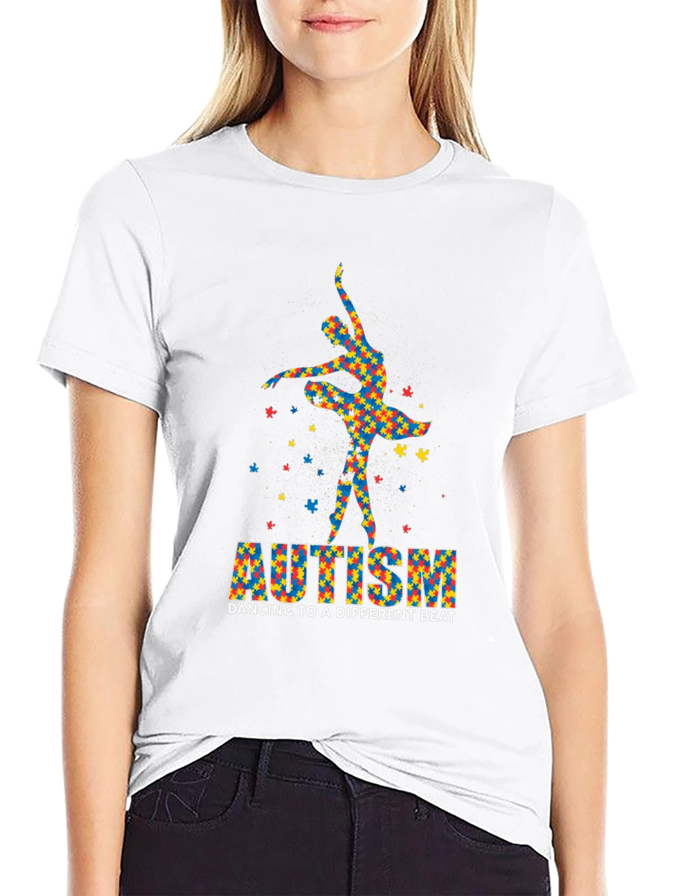 Black Autism Awareness Dancer T-Shirt: Dancing to a Different Beat view 9