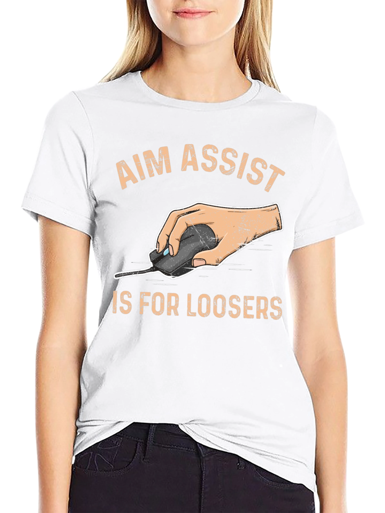 Black Aim Assist Is For Loosers - Gamer T-Shirt view 9