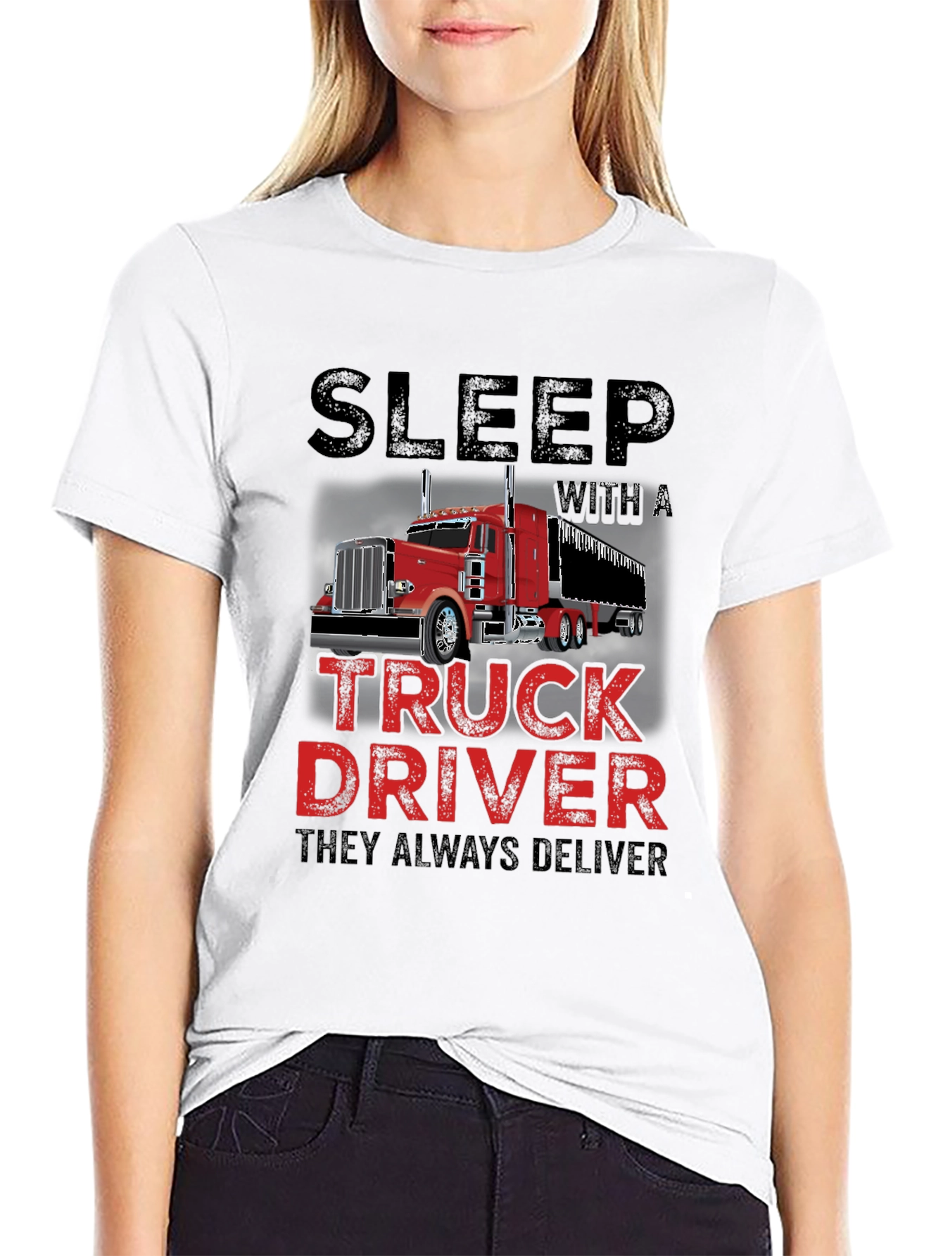 Black Sleep With a Truck Driver T-Shirt view 9