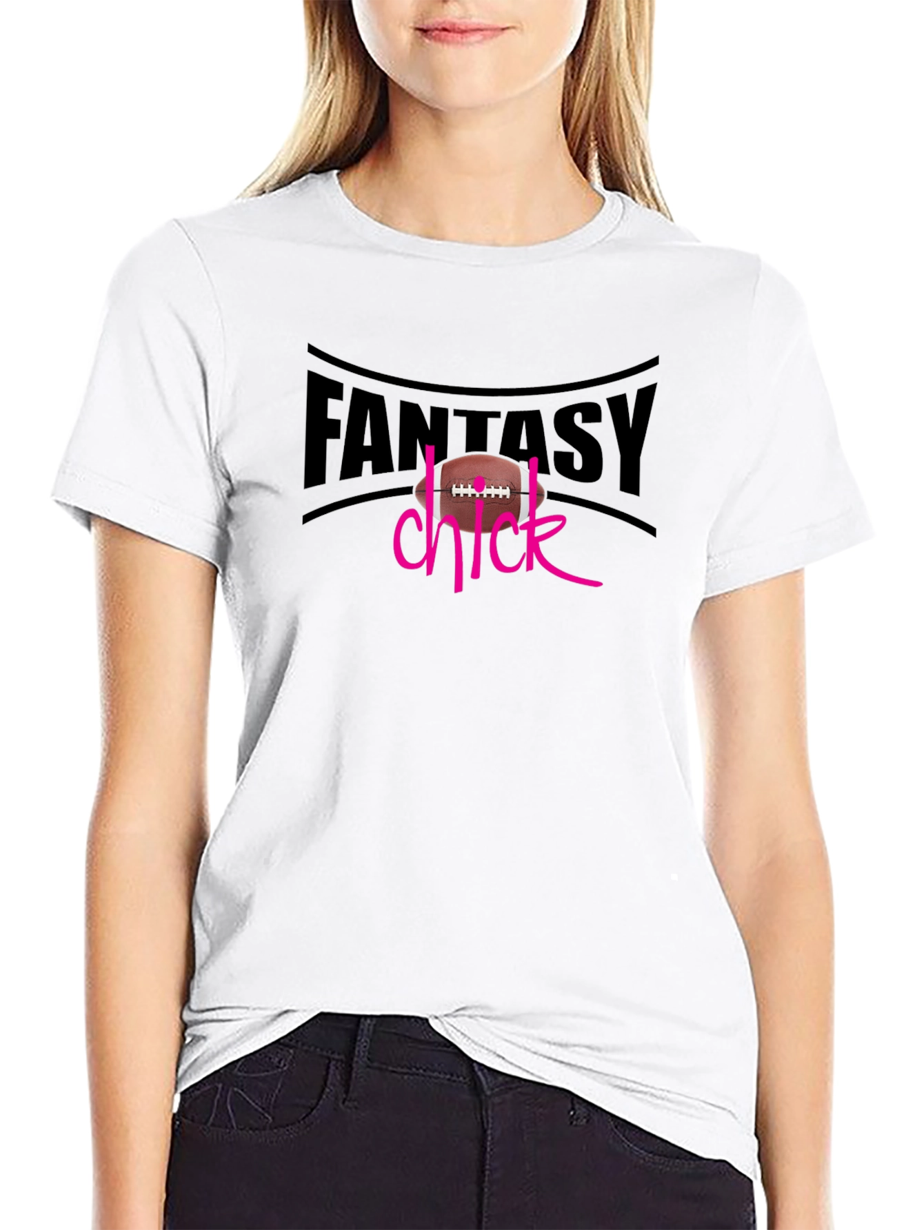 Black Fantasy Chick Football T-Shirt view 9