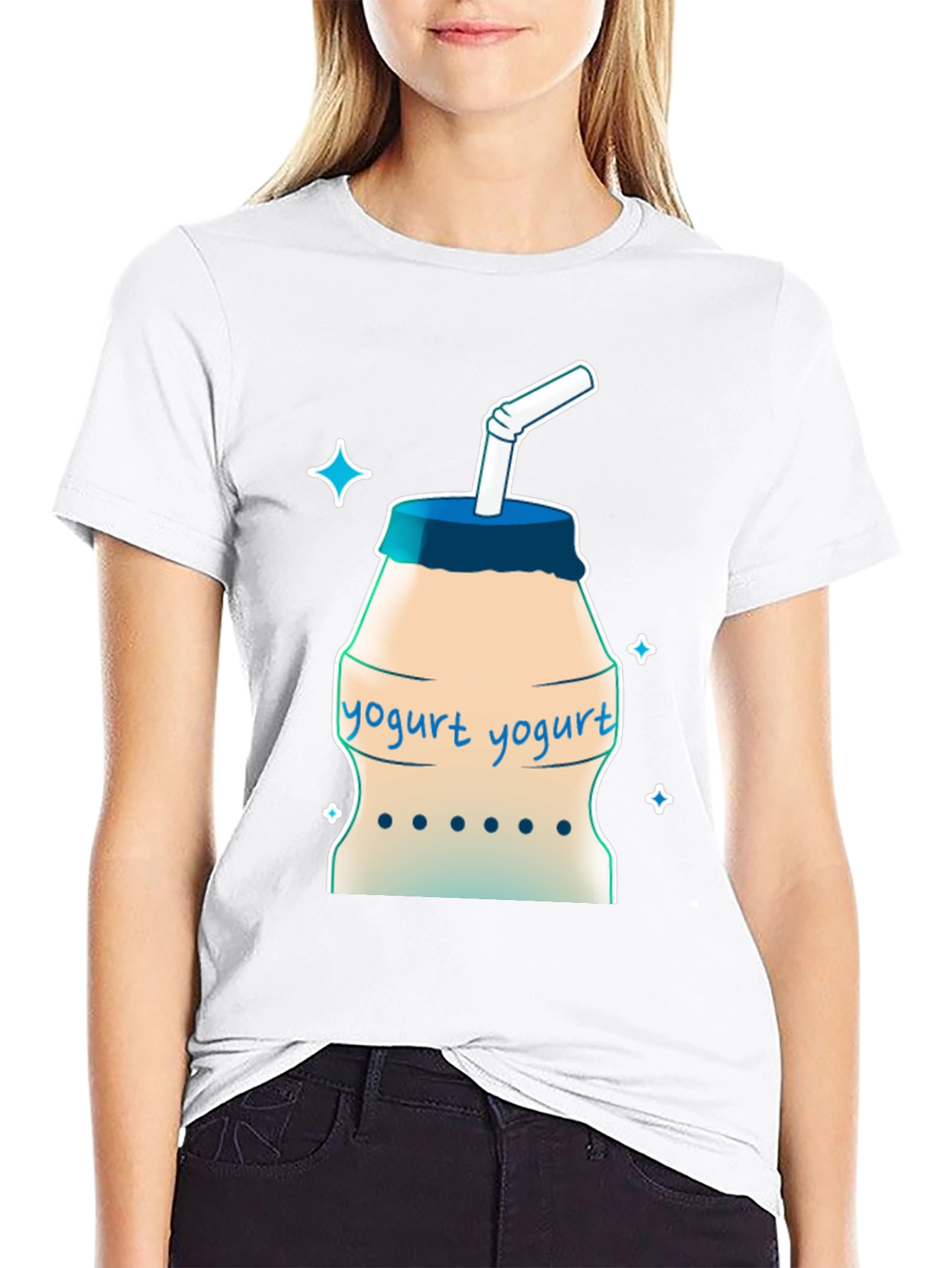 Black Yogurt Drink T-Shirt - Cool Graphic Tee view 9