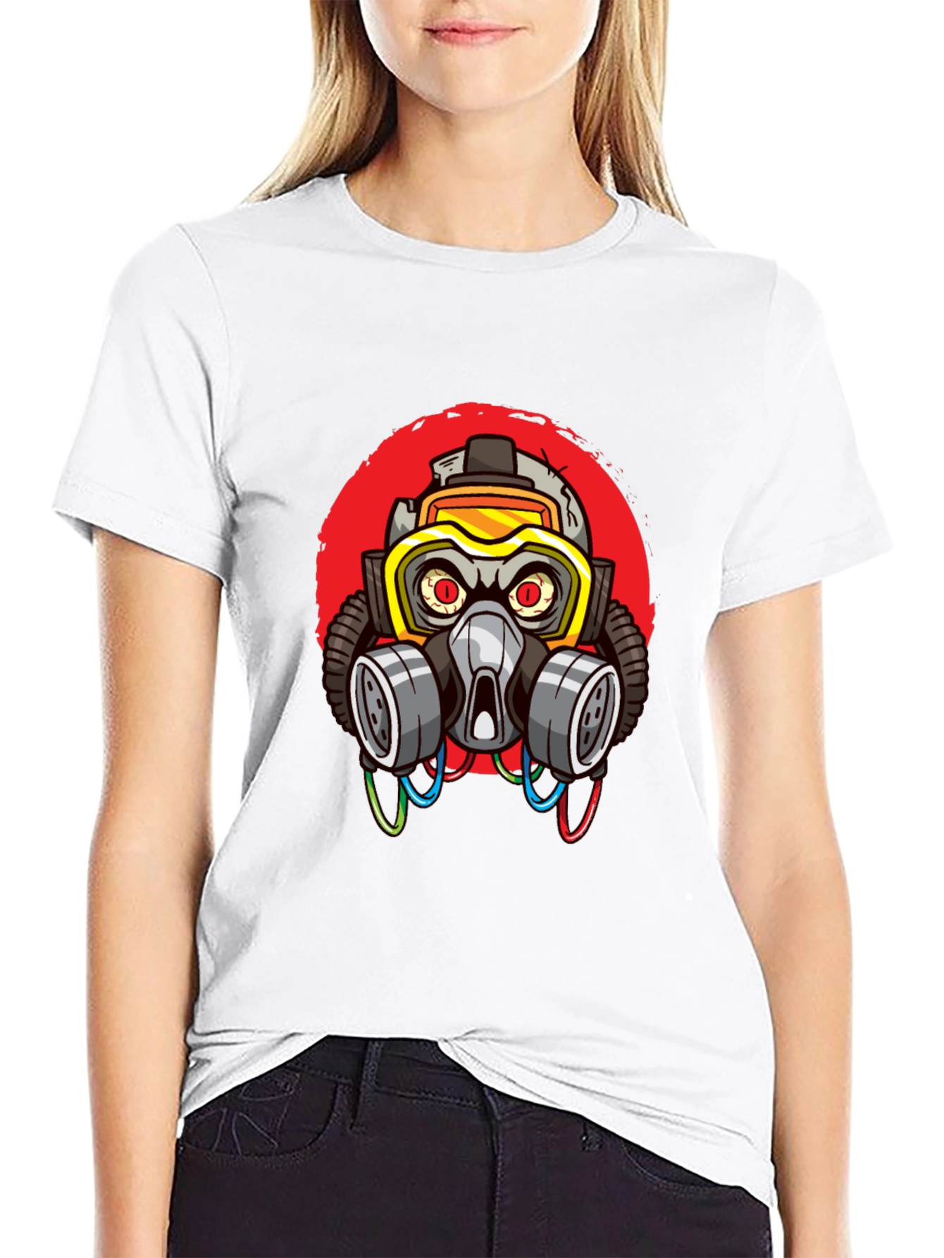 Black Gas Mask Graphic T-Shirt - Cool Streetwear Style view 9