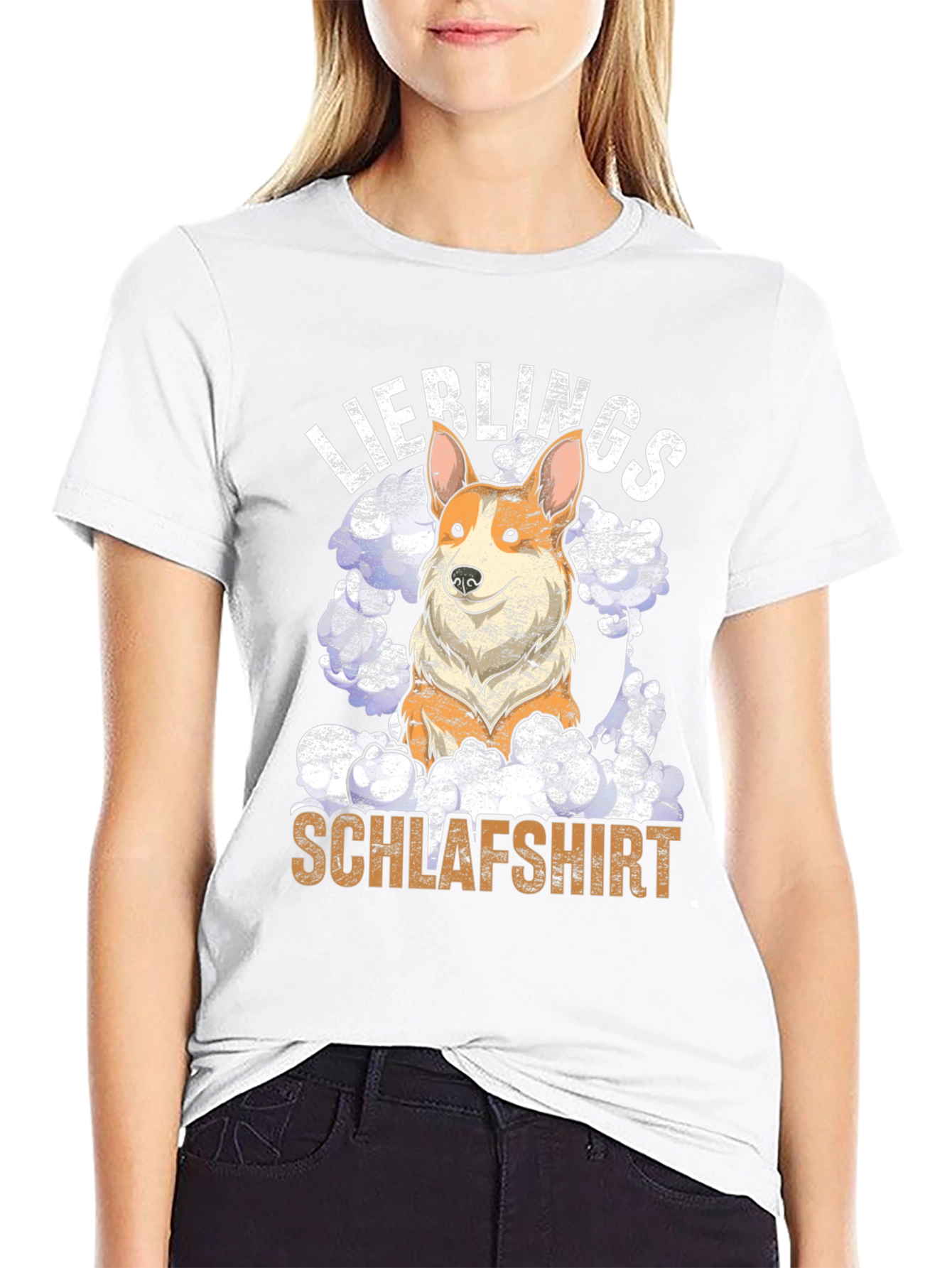 Black Corgi "Lieblings Schlafshirt" Black T-Shirt view 9