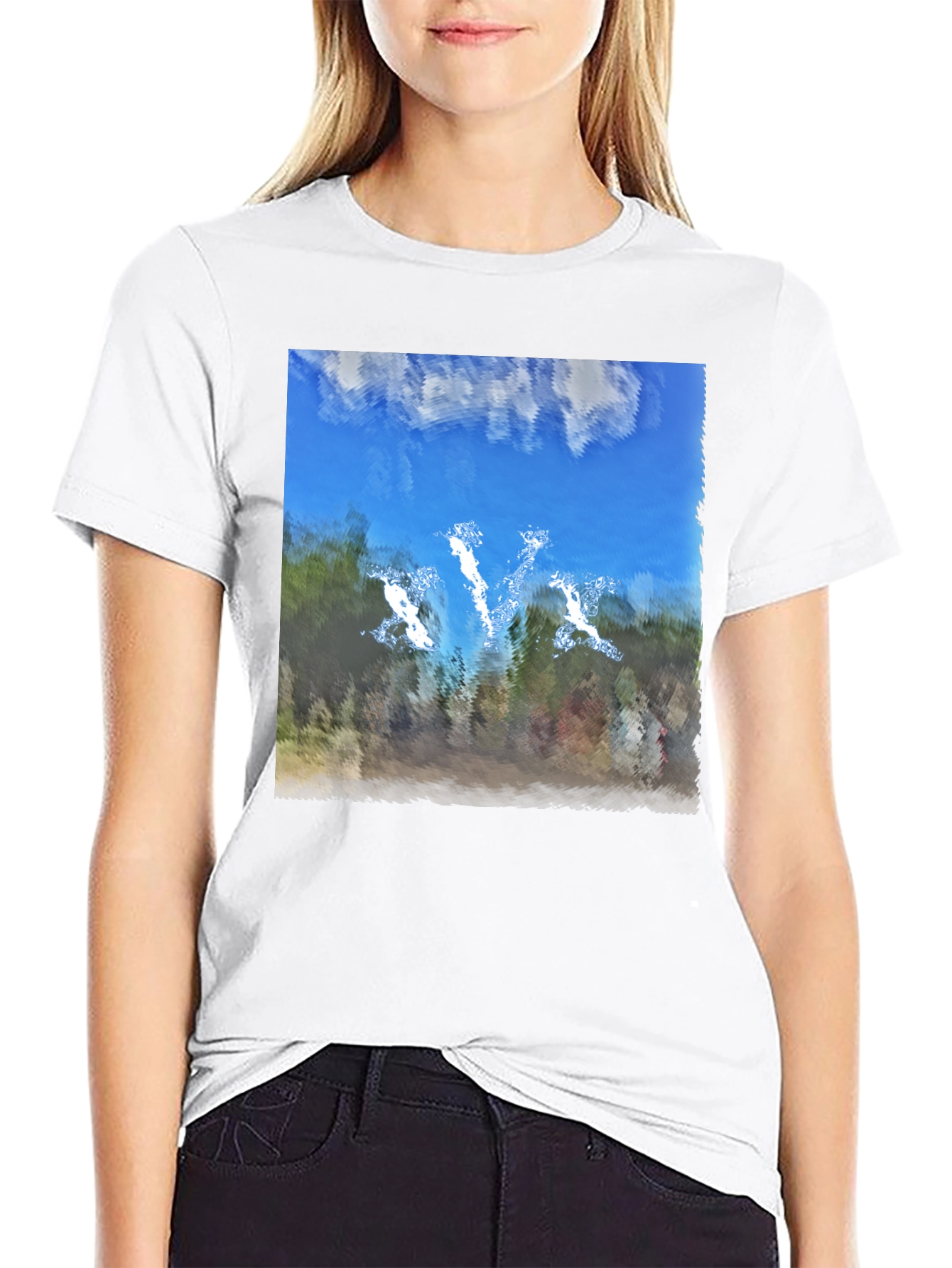 Black Abstract Sky Graphic Black T-Shirt view 9