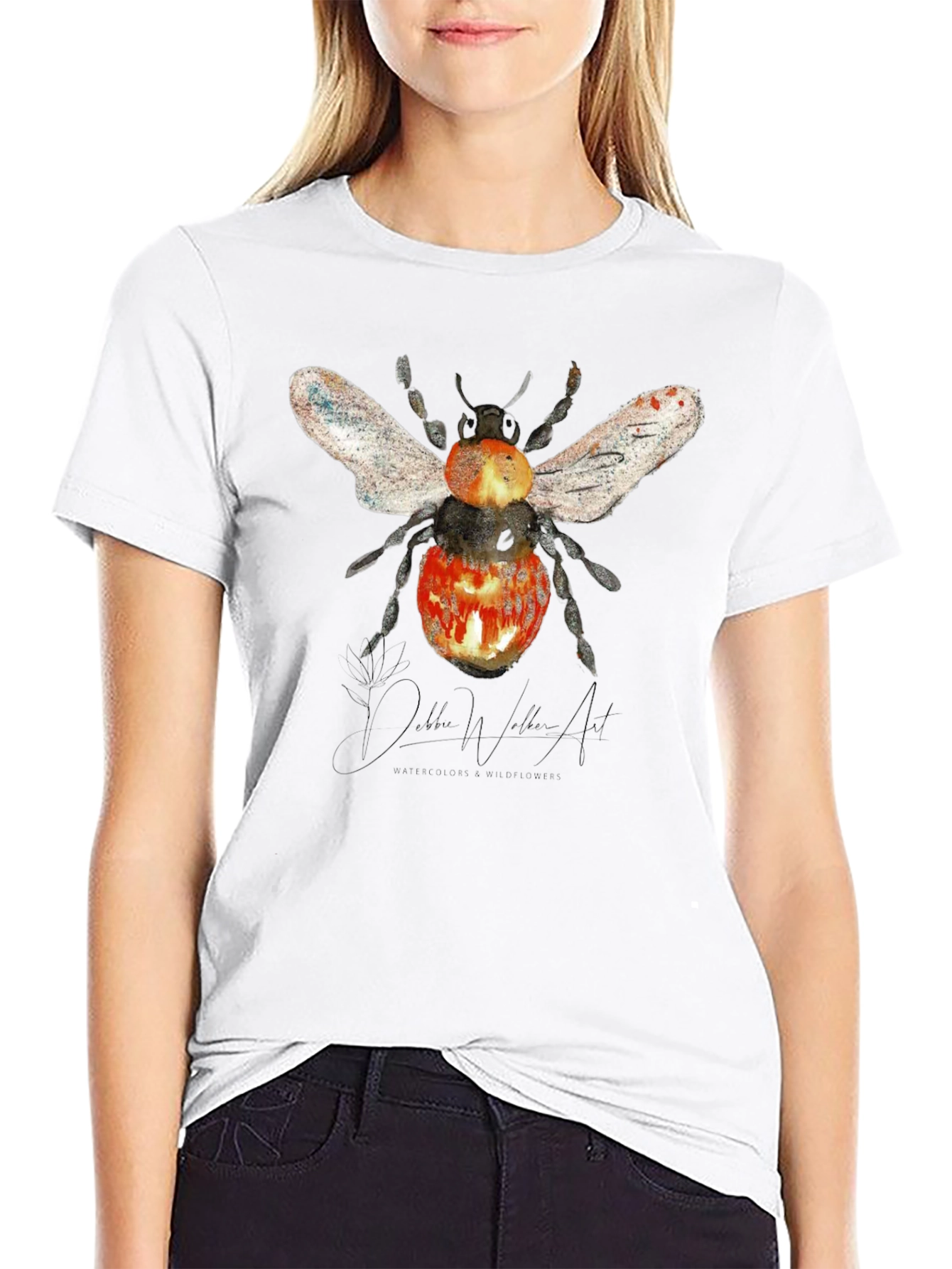 Black Bee Graphic T-Shirt - Artistic Watercolor Design view 9