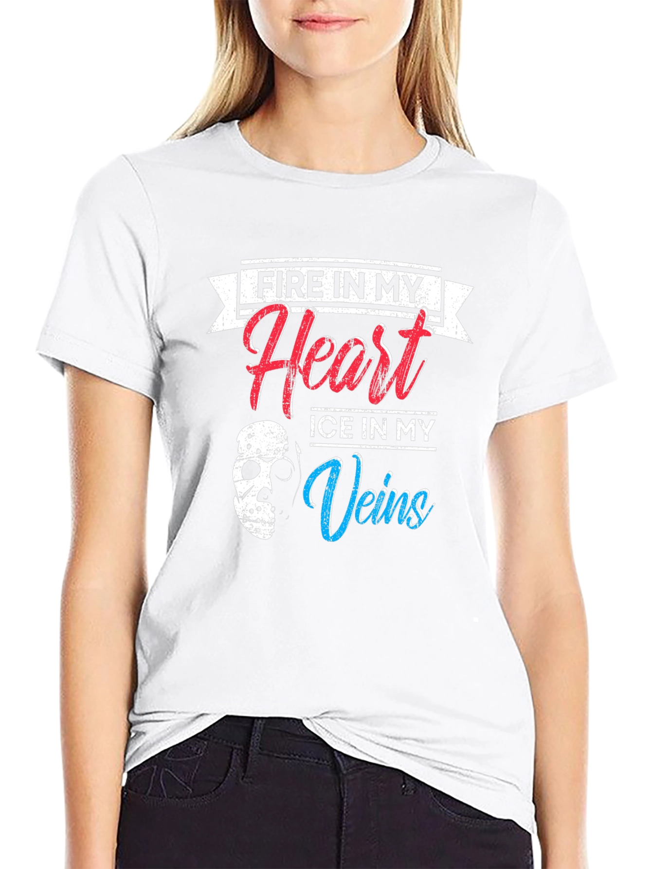 Black Fire Heart Ice Veins Graphic T-Shirt view 9