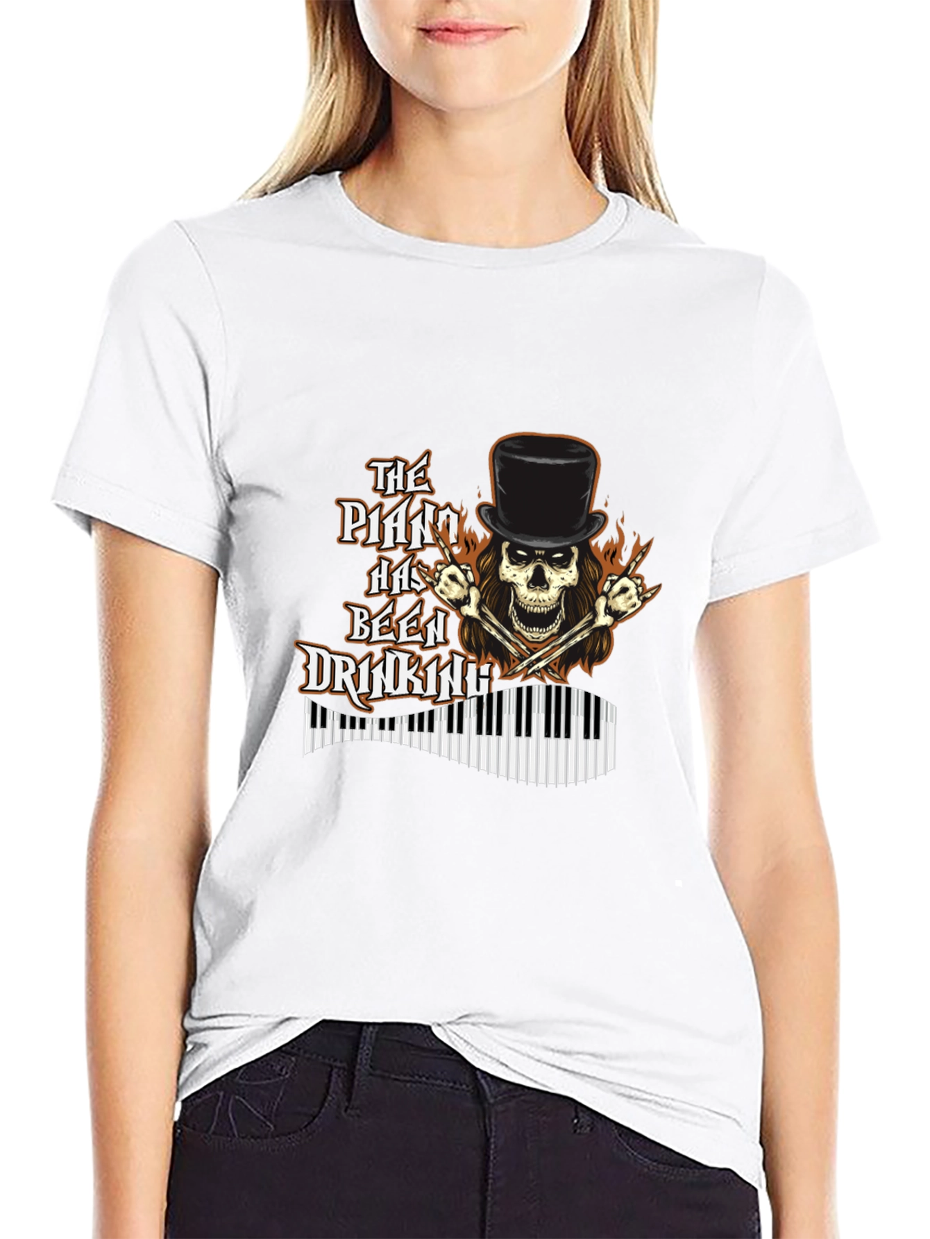 Black The Piano Has Been Drinking Graphic T-Shirt view 9