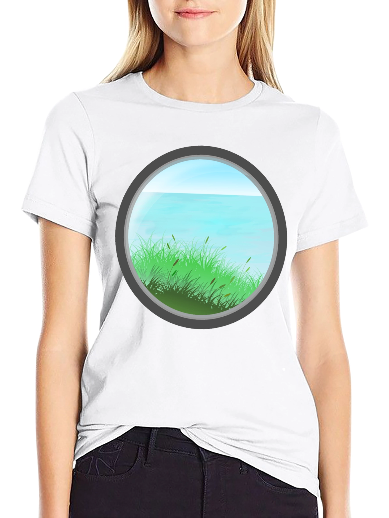 Black Nature View Graphic Tee - Black Cotton Blend view 9