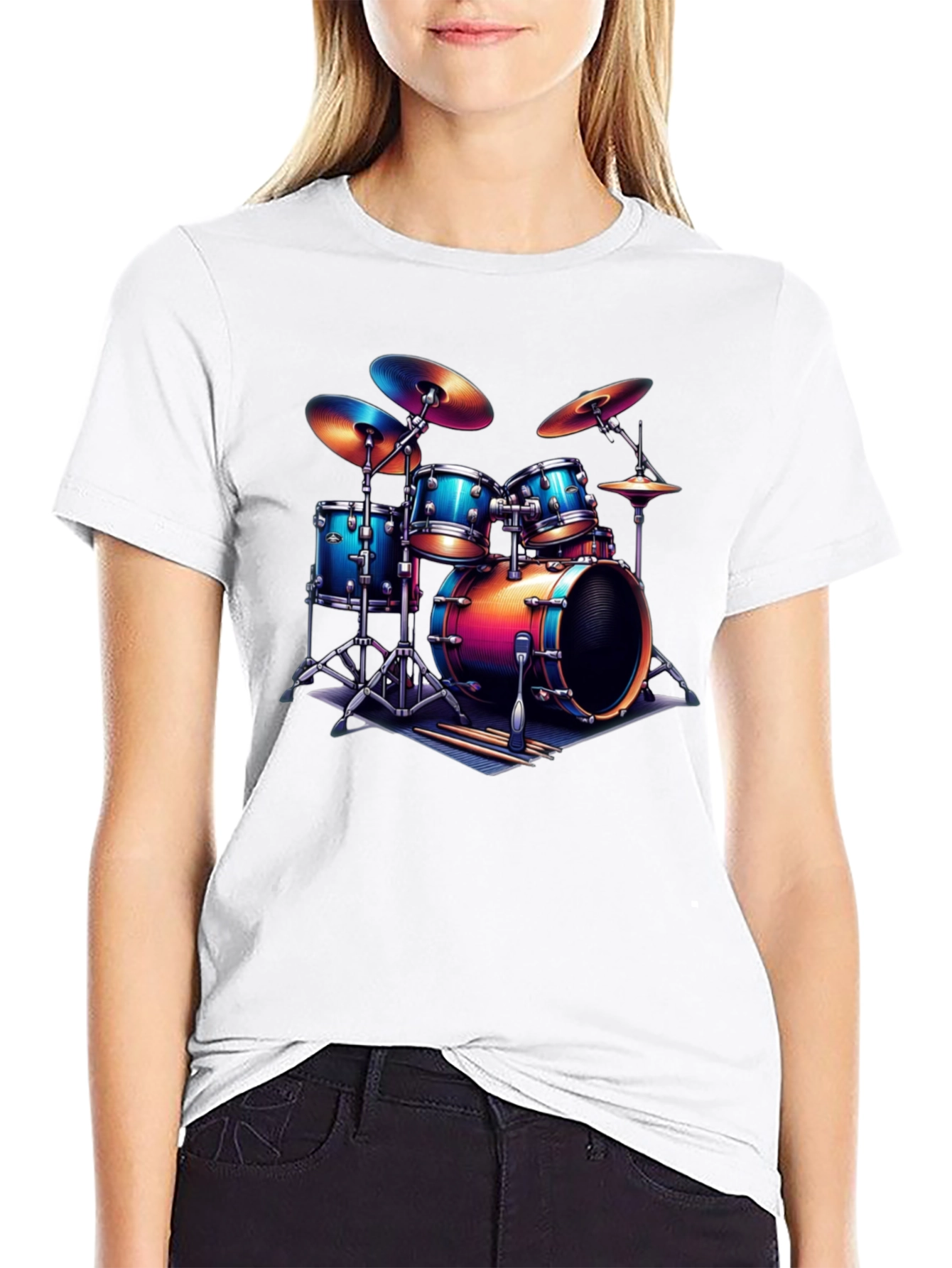 Black Drum Kit Graphic T-Shirt - Music Lover Tee view 9