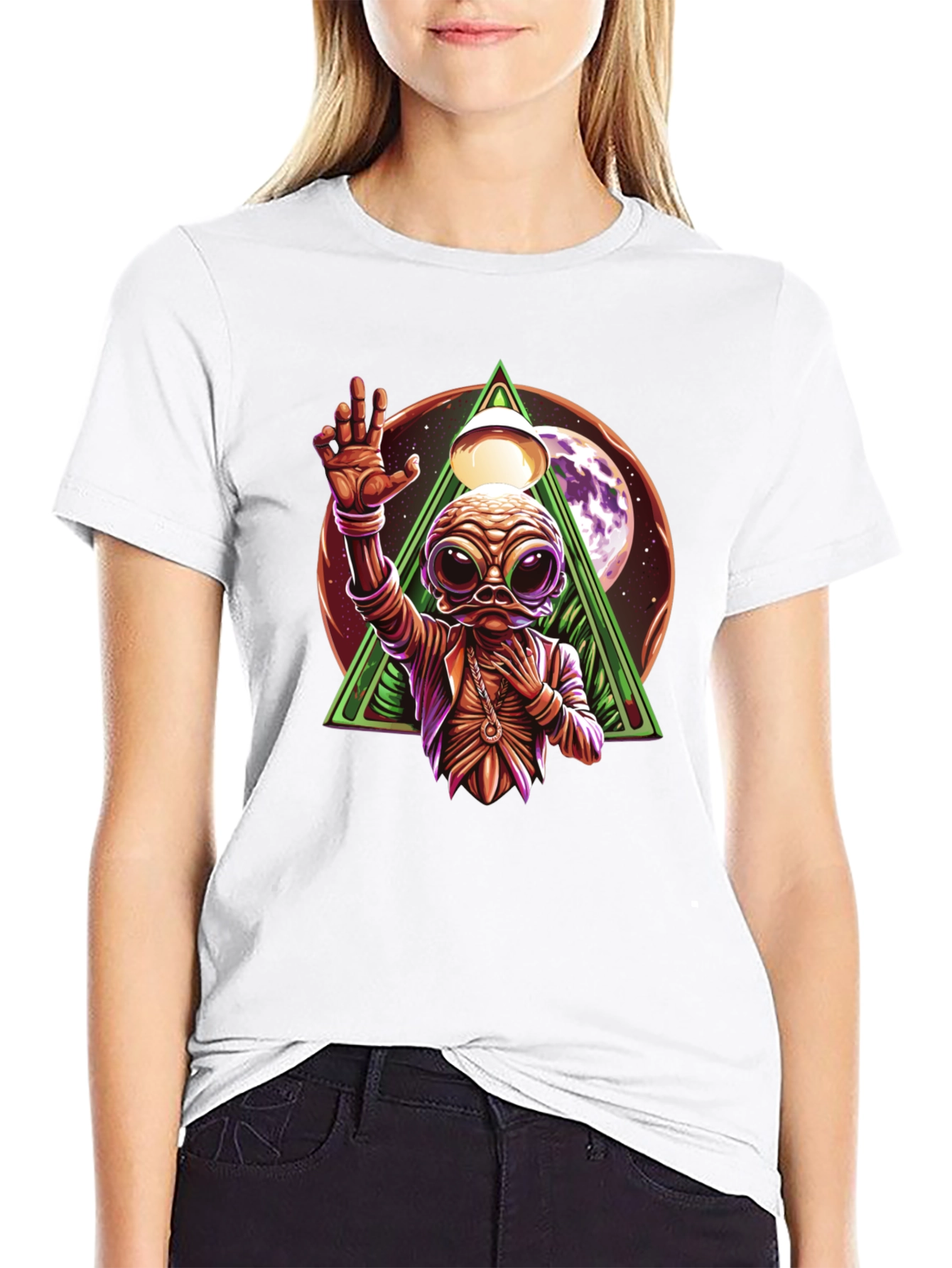 Black Alien Graphic Black T-Shirt - Unique Design view 9