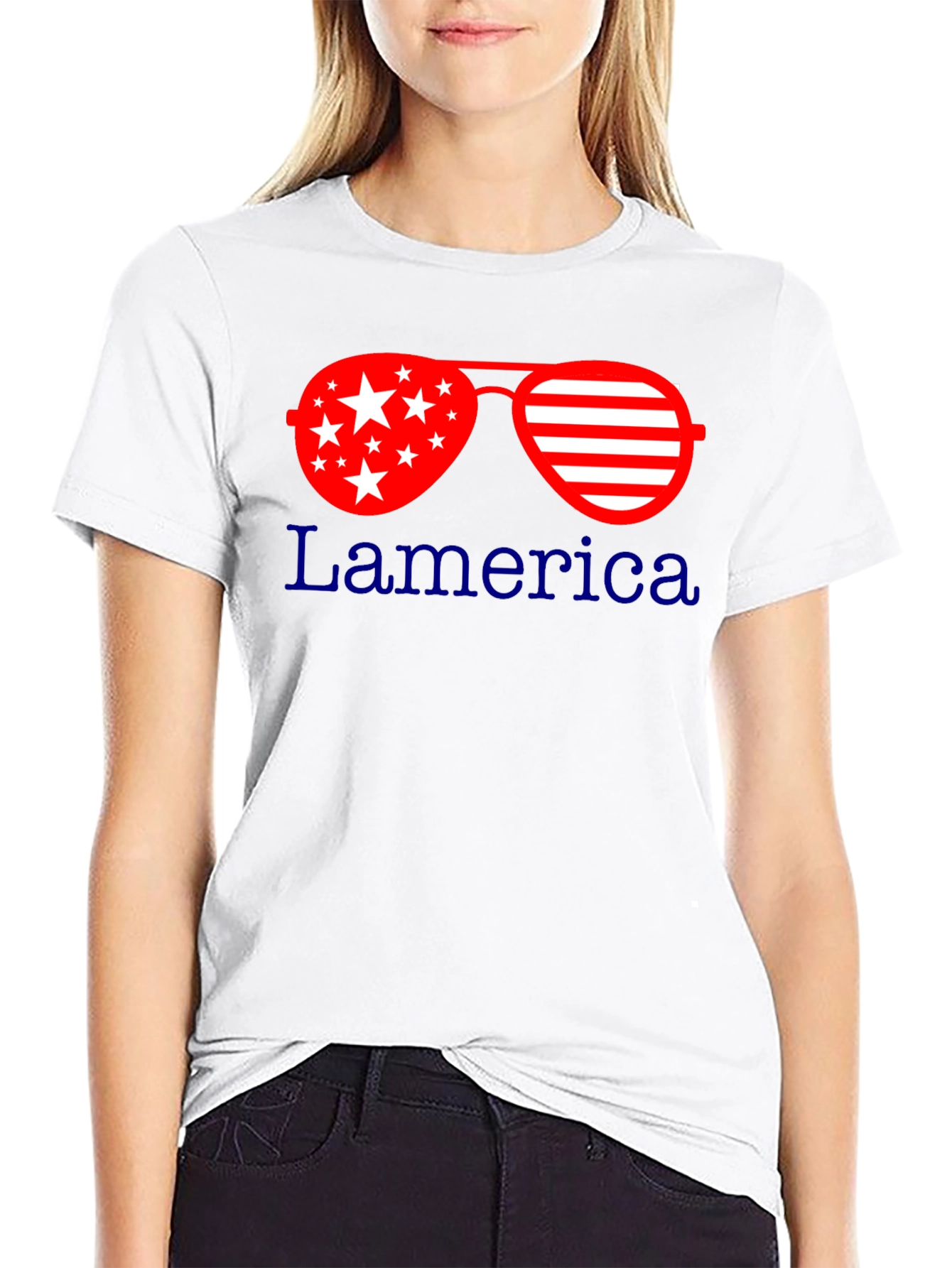 Black Patriotic Sunglasses T-Shirt: Lamerica Design view 9