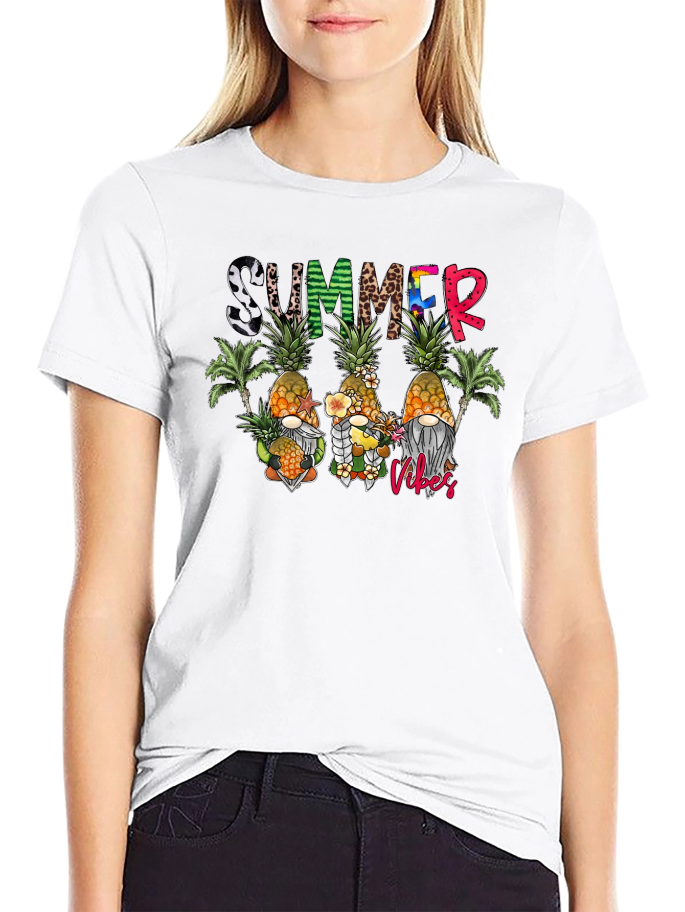 Black Summer Vibes Gnomes T-Shirt view 9