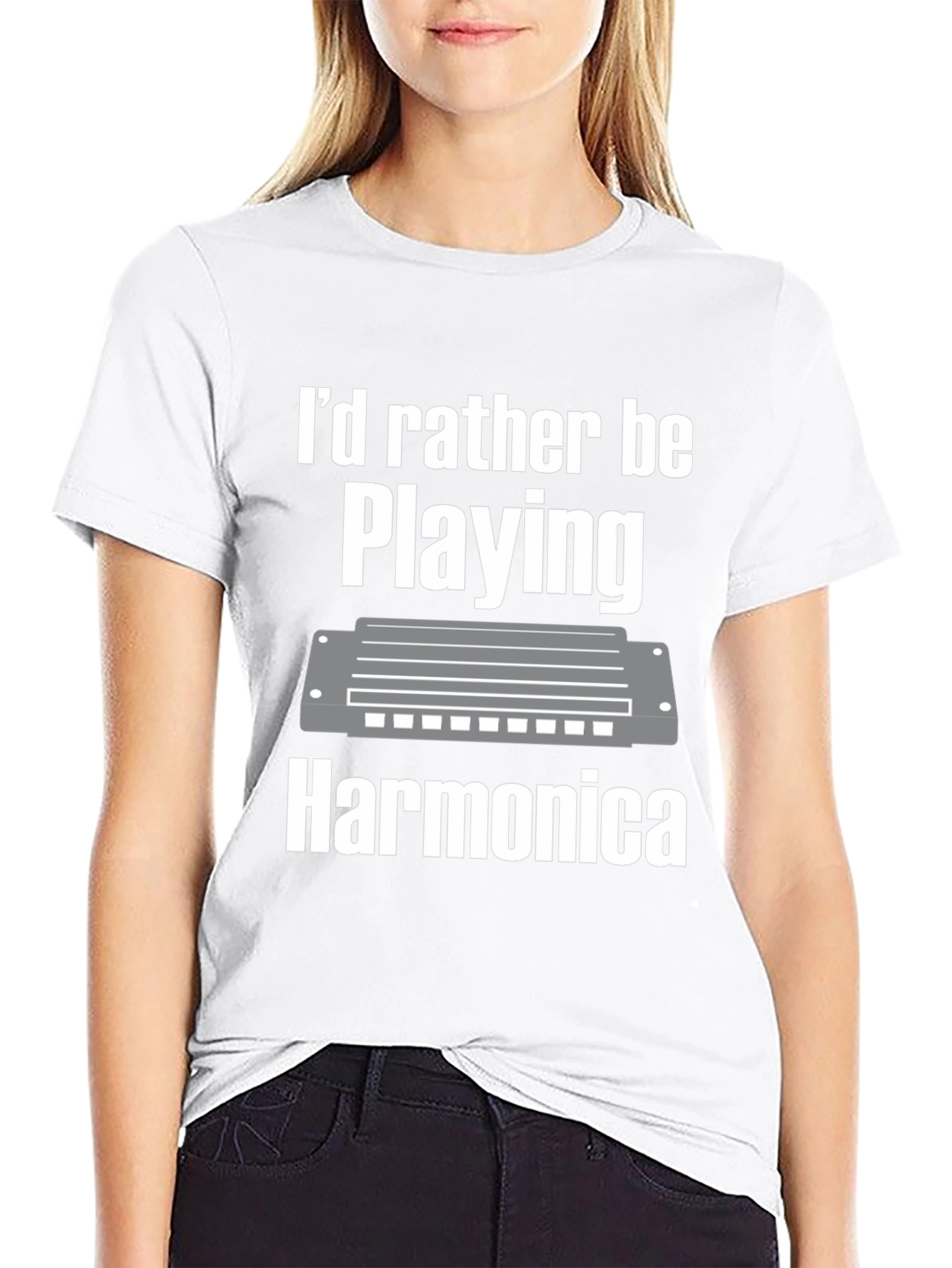 Black Harmonica Player T-Shirt view 9