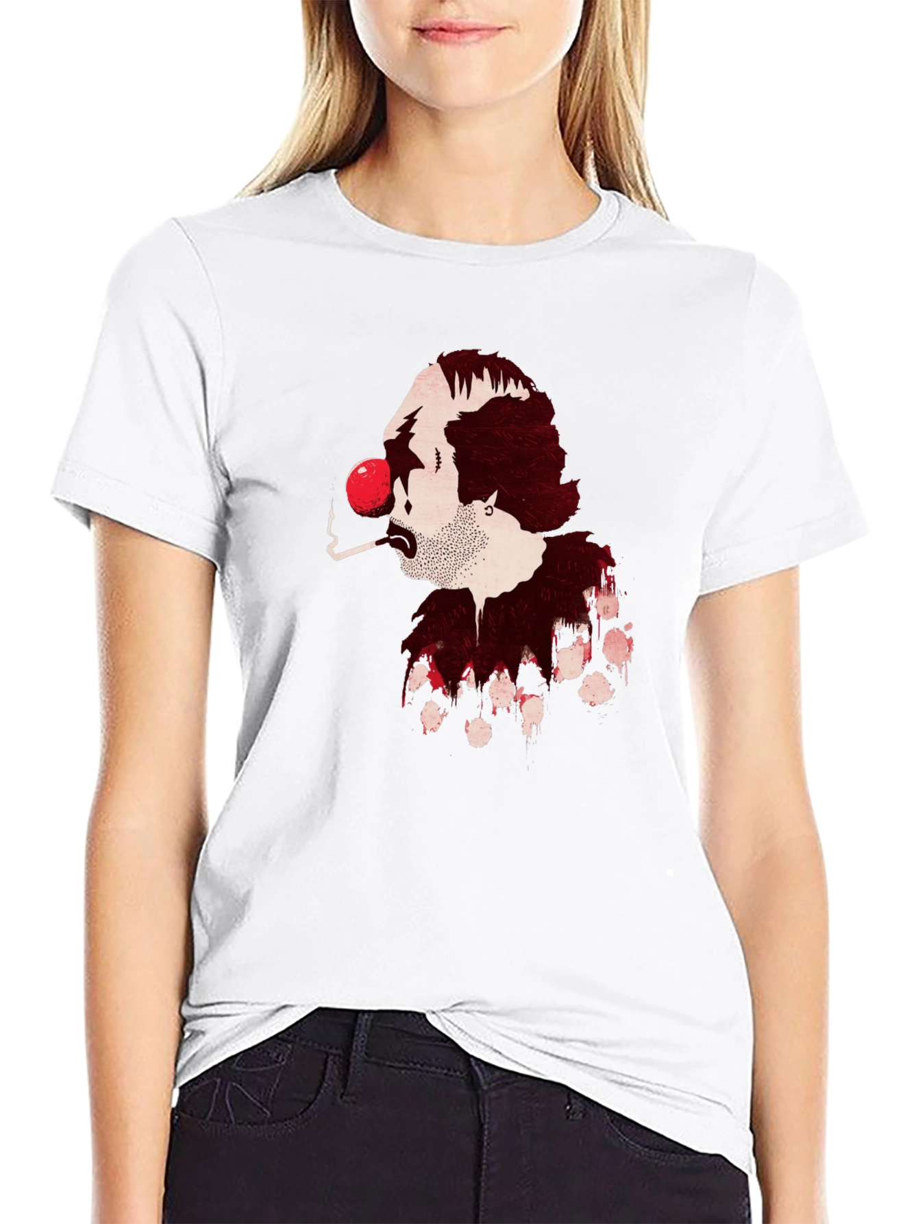 Black Smoking Clown Graphic Black T-Shirt view 9