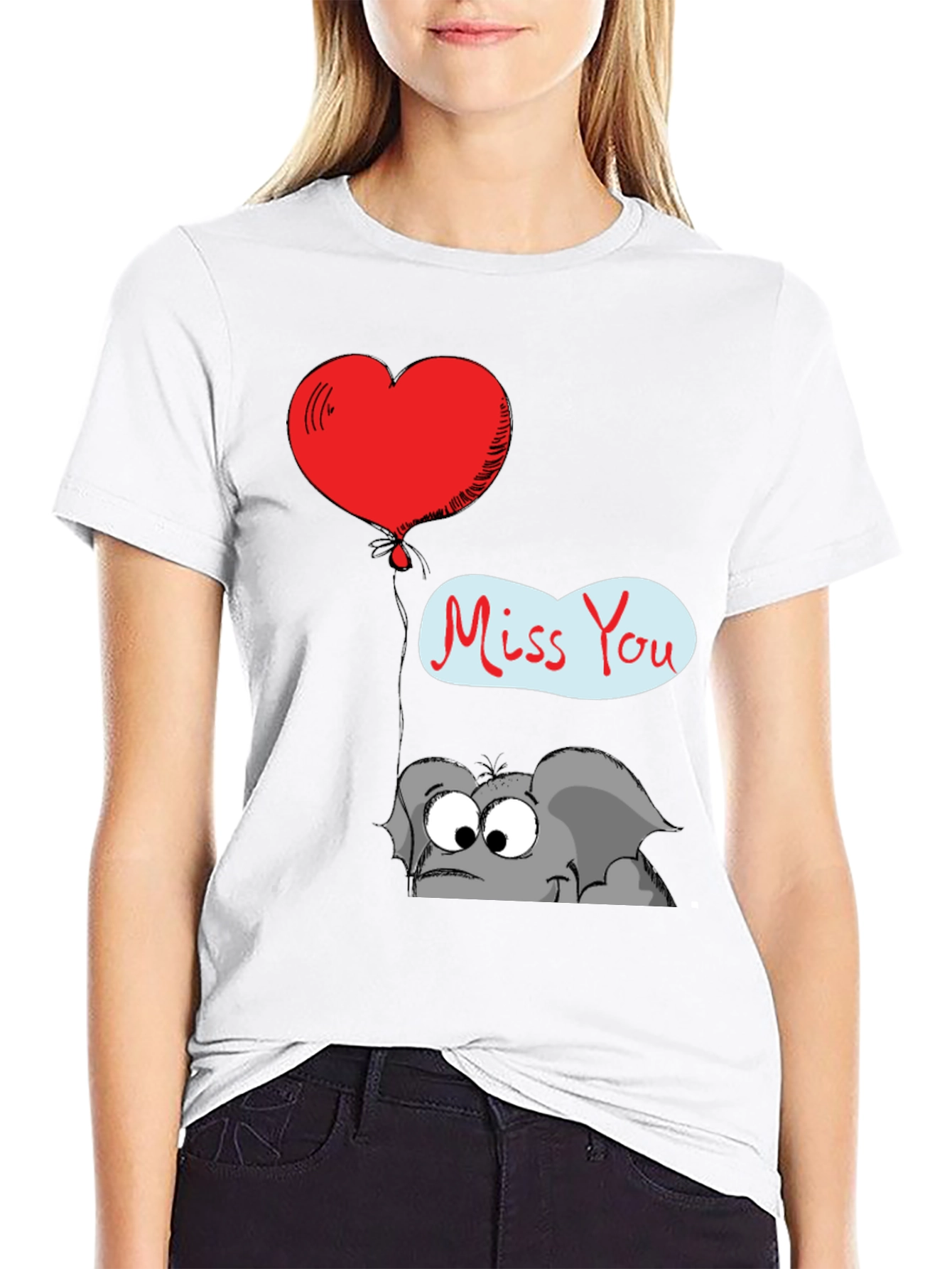 Black Cute Elephant Miss You T-Shirt view 9